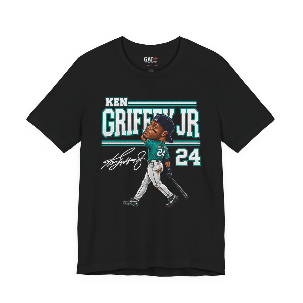 Ken Griffey Jr Big Head Shirt Seattle Mariners Baseball Graphic Tee #24