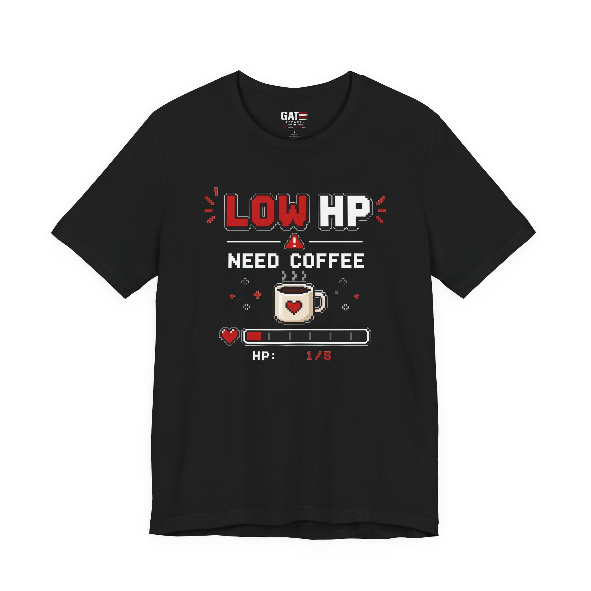 Funny Coffee Lover Shirt, Gamer Coffee Tee, Retro Pixel Art Shirt, Caffeine Addict Gift, Gaming T-Shirt