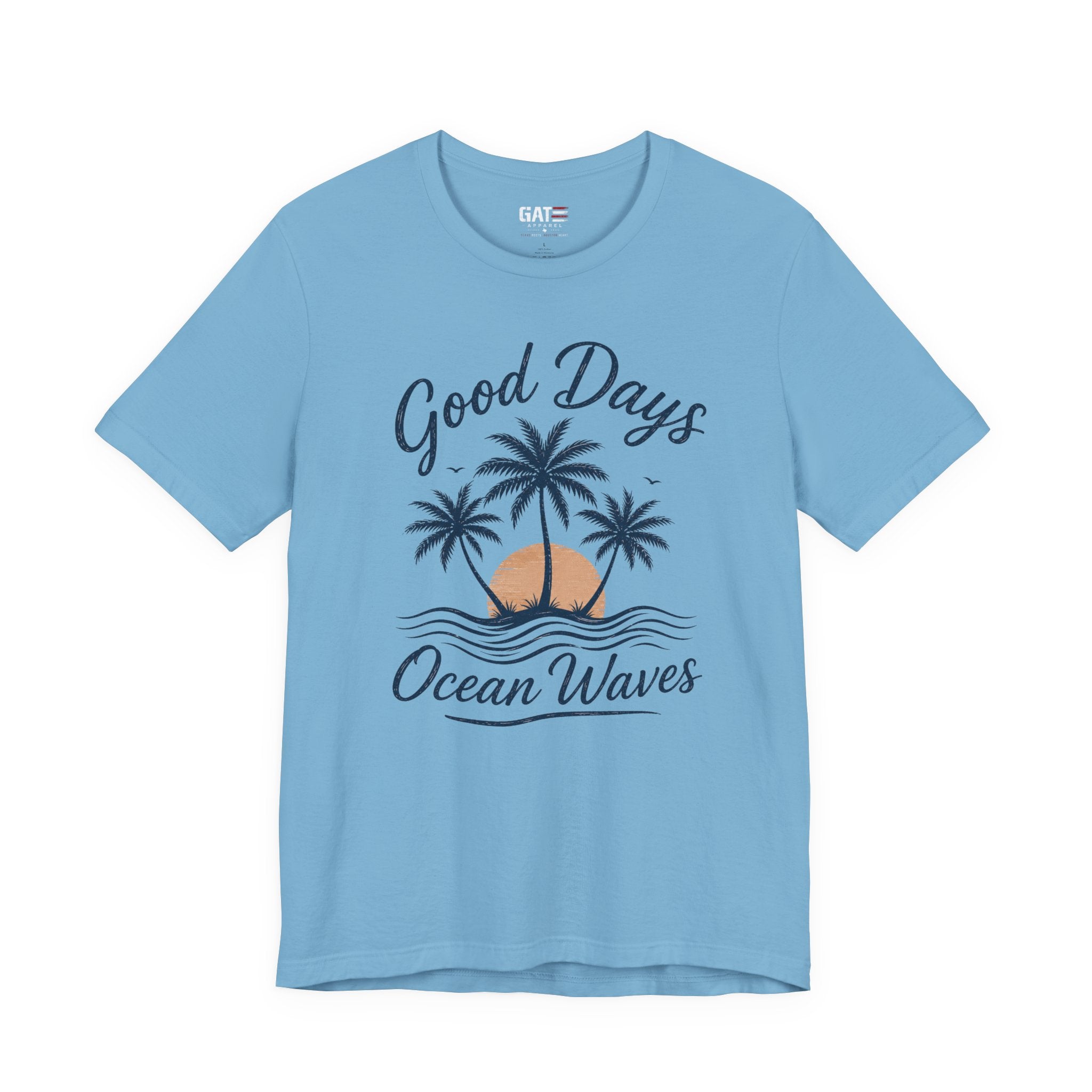 Ocean Waves T-Shirt — "Good Days" Beach Palm Sunset Tee