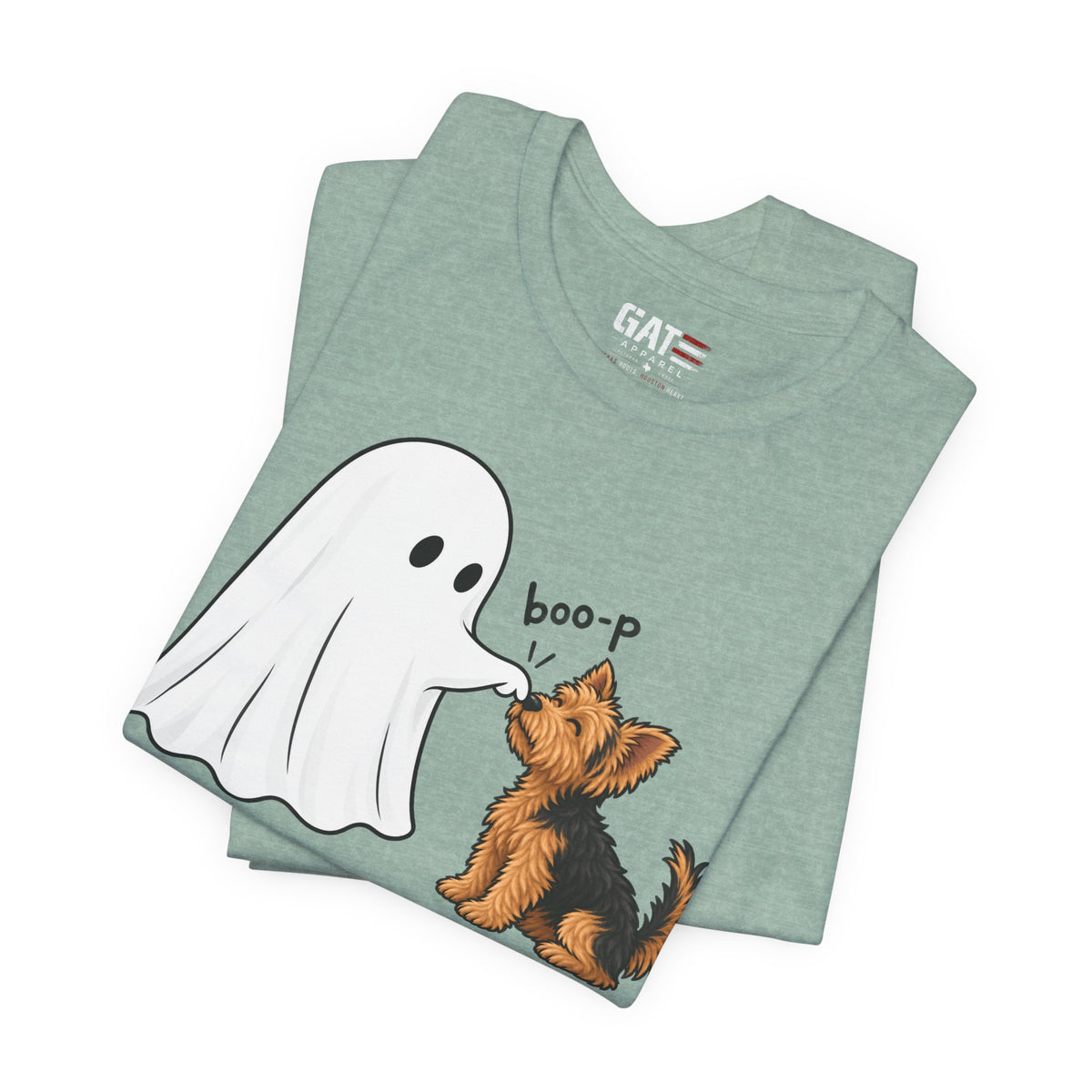 Halloween Ghost & Terrier— "boo-p" Cute Dog Halloween T-Shirt