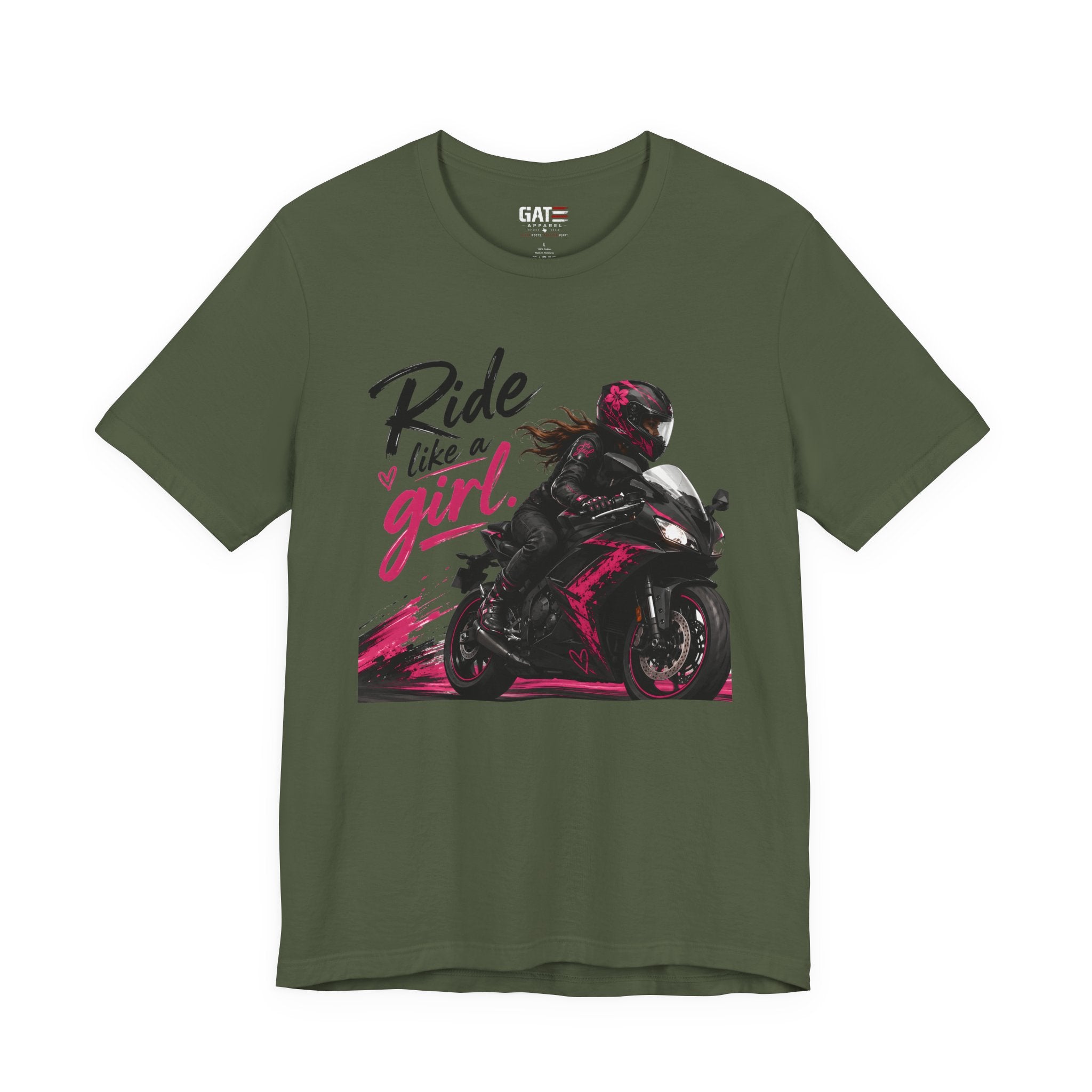 Ride Like A Girl Shirt, Women Motorcycle Rider Tee, Pink Biker Shirt, Moto Girl Gift, Sport Bike Shirt, Female Rider Tee