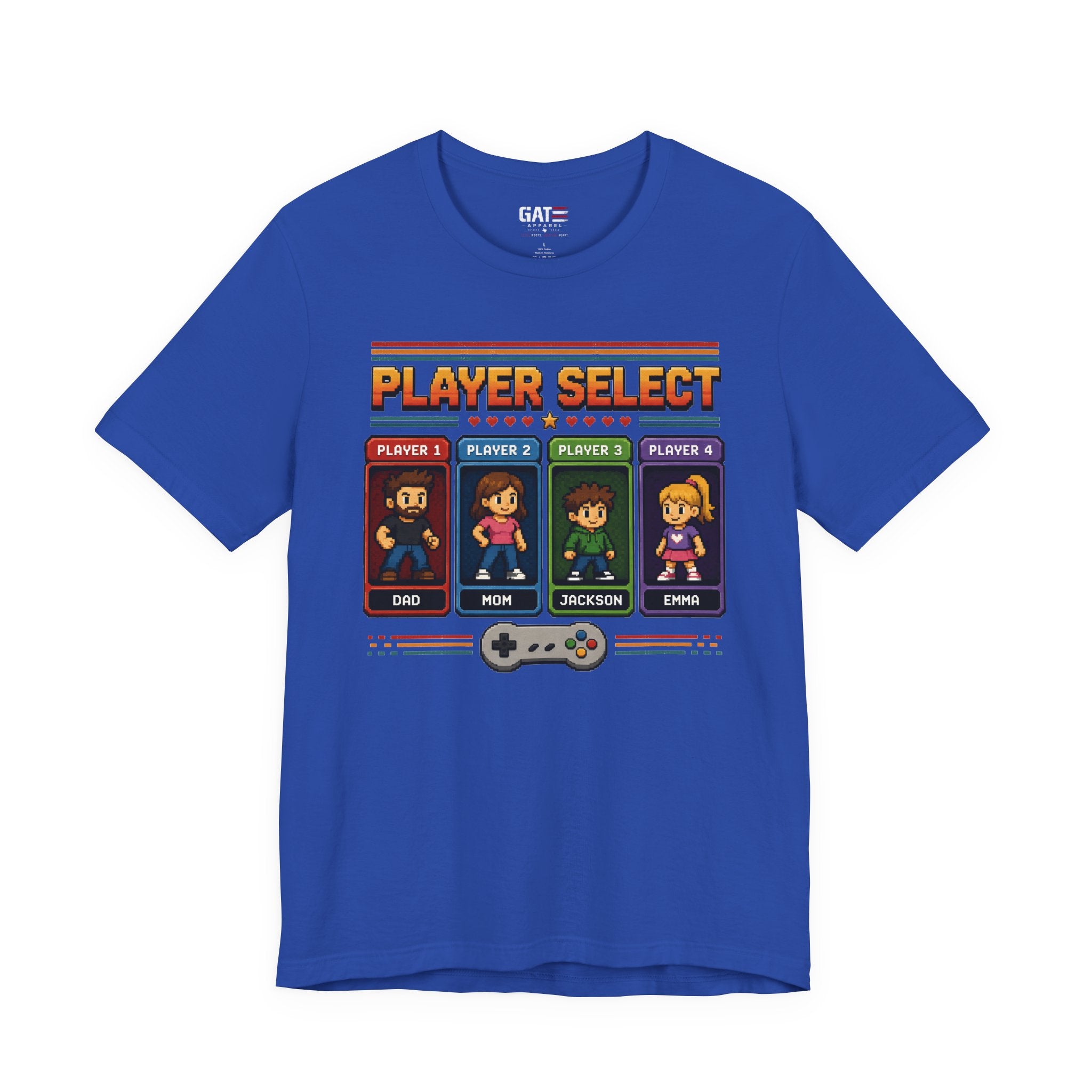 Personalized Gamer Family Shirt, Custom Family Gaming Shirt, Retro Video Game Family Tee, Gamer Dad Mom Kids Gift Shirt