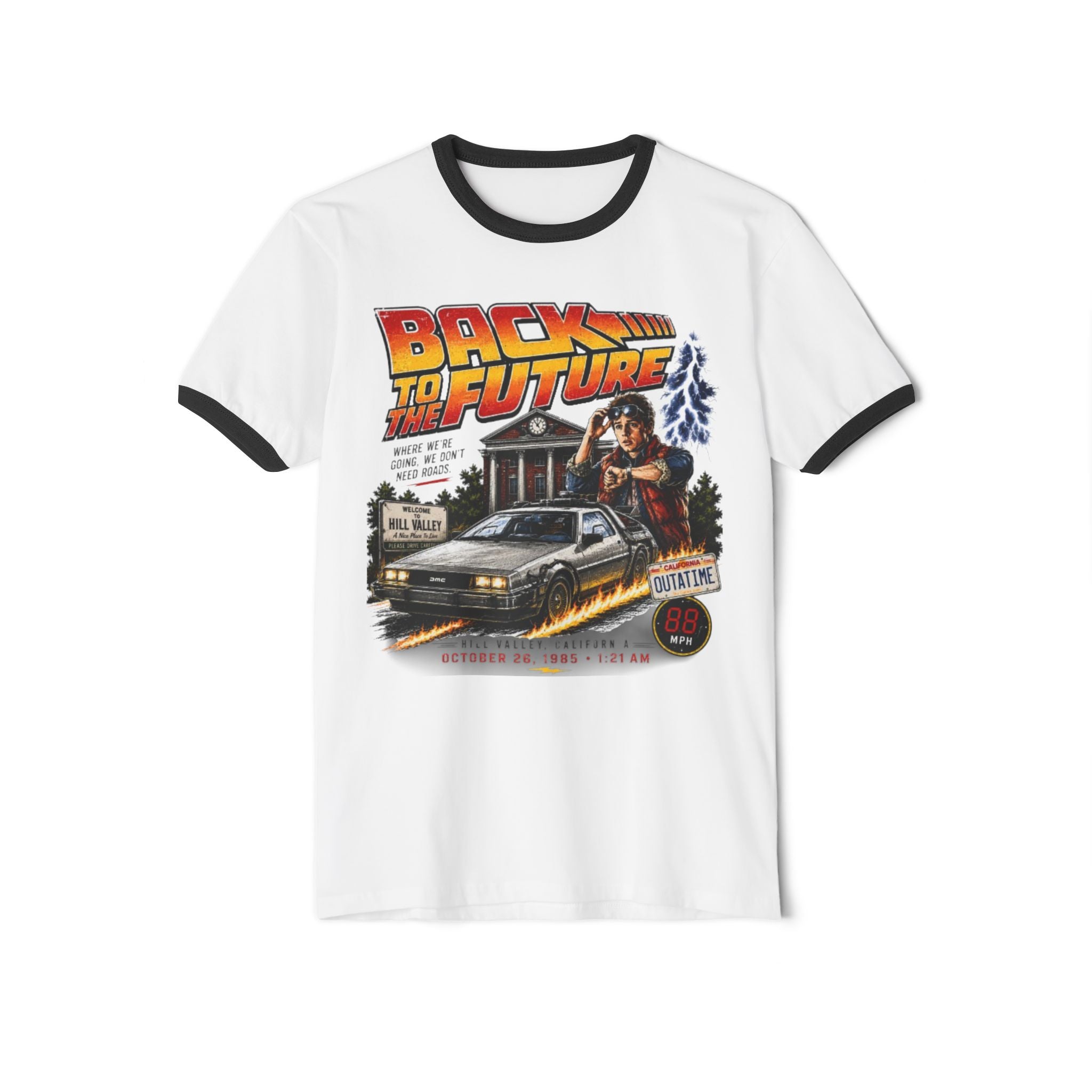 Back to the Future Ringer T-Shirt – Retro 80s Movie Graphic Tee