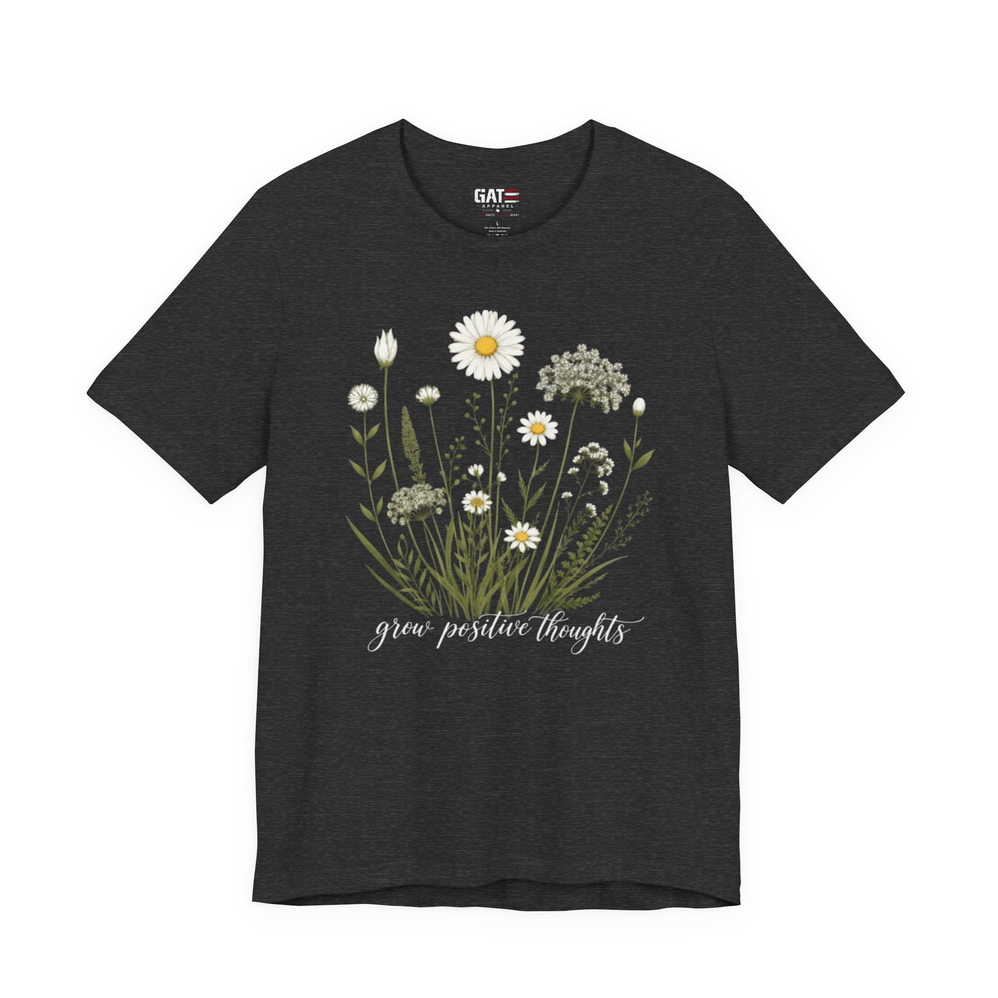 Floral 'Grow Positive Thoughts' T‑Shirt