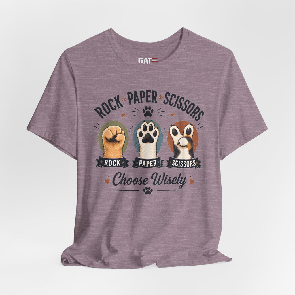 Rock Paper Scissors Cat Shirt, Funny Cat Lover Tee, Cat Paw Graphic Shirt, Cute Pet Mom Gift, Choose Wisely Cat Tee, Cat Dad Shirt
