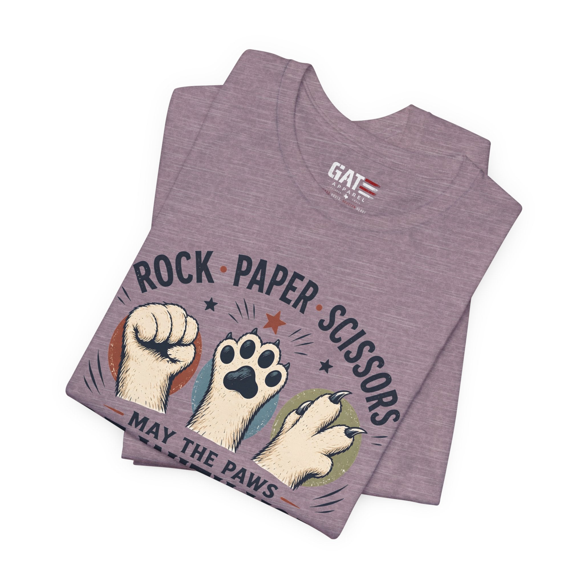 Rock Paper Scissors Cat Shirt, May The Paws Be With You Tee, Funny Cat Lover Gift, Cute Pet Paw Graphic Tee, Cat Mom Dad Shirt