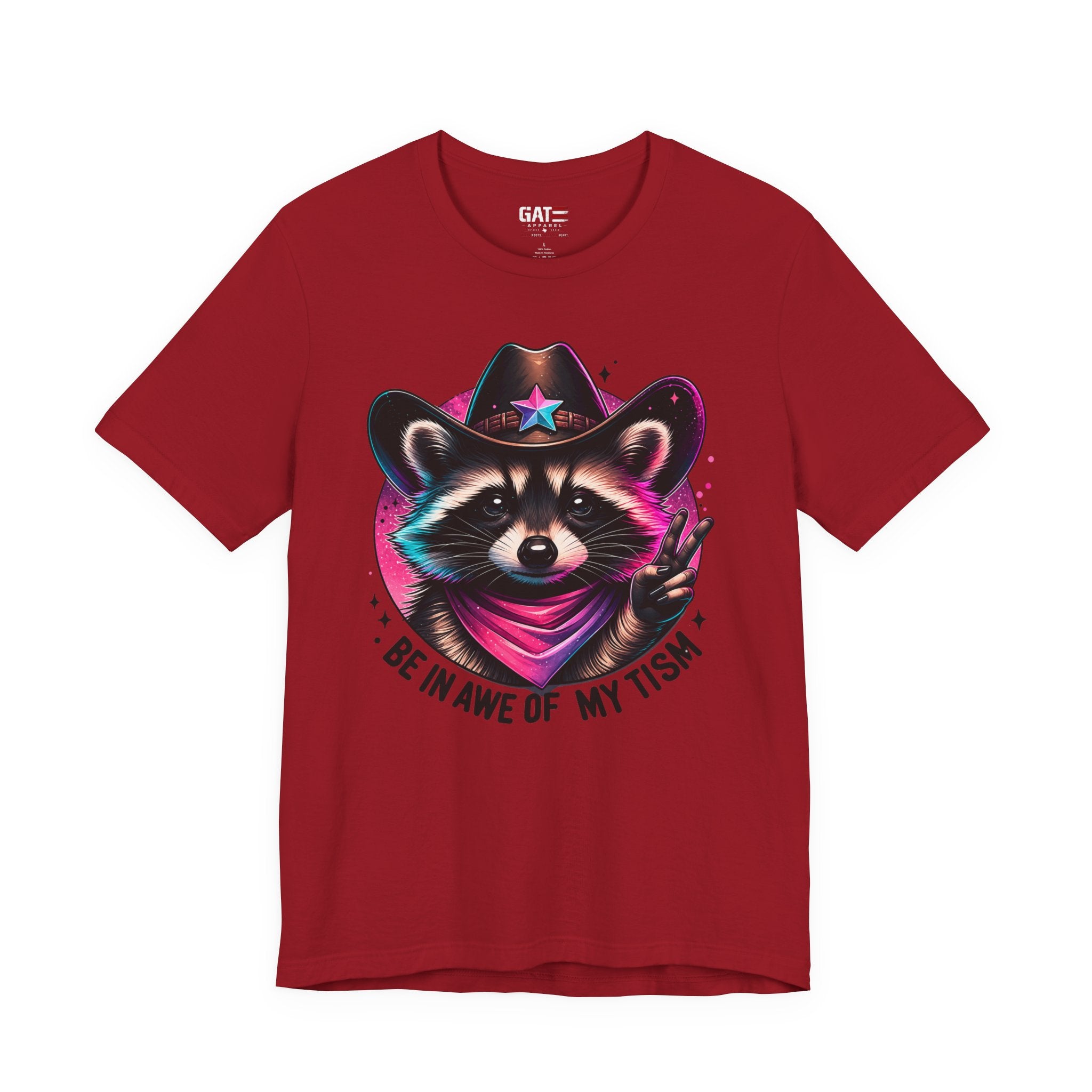 Raccoon Cowboy Graphic Tee – "Be in Awe of My Tism" Cute Western Animal T-Shirt
