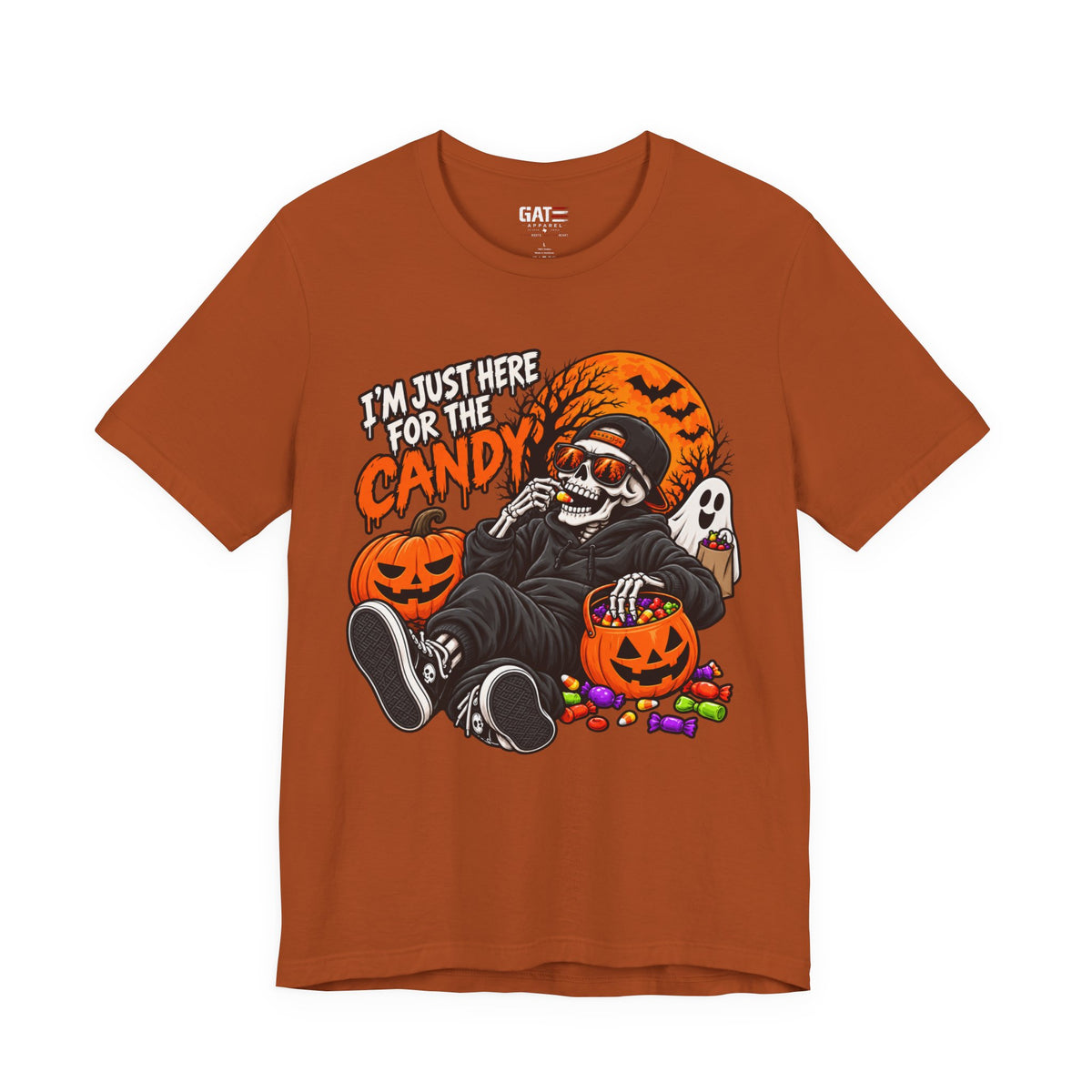 I'm Just Here for the Candy Halloween Skull Shirt | Spooky Tee
