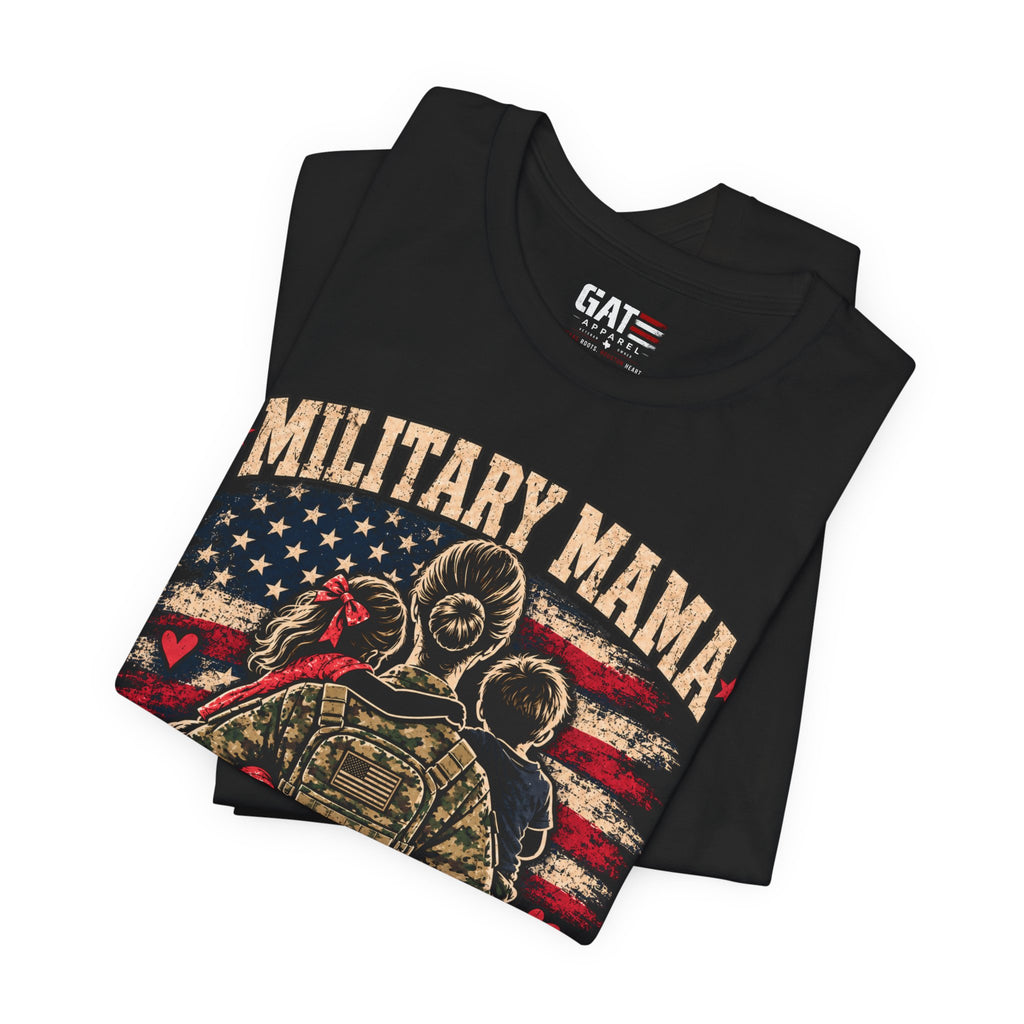 Military Mama T-Shirt – "Serving My Country, Raising My Littles" Patriotic Mom Tee