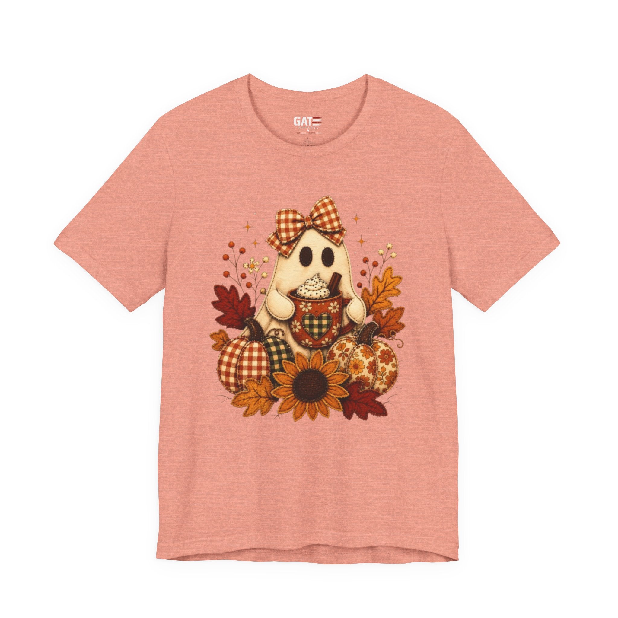 Halloween Ghost Tee — Cute Fall Pumpkin, Sunflower & Plaid Bow Shirt