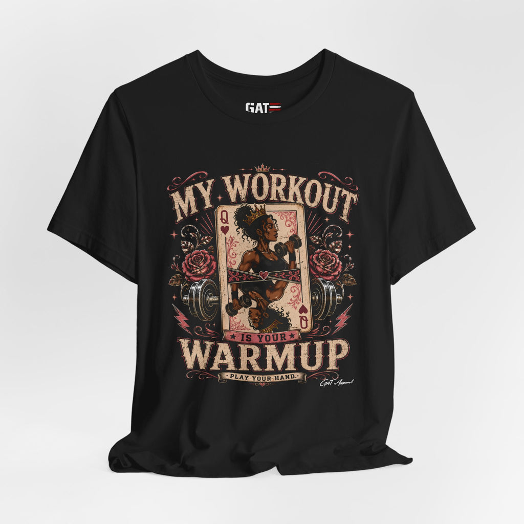 My Workout Is Your Warmup Shirt, Retro Gym Shirt for Women, Queen of Hearts Fitness Tee, Weightlifting Gift