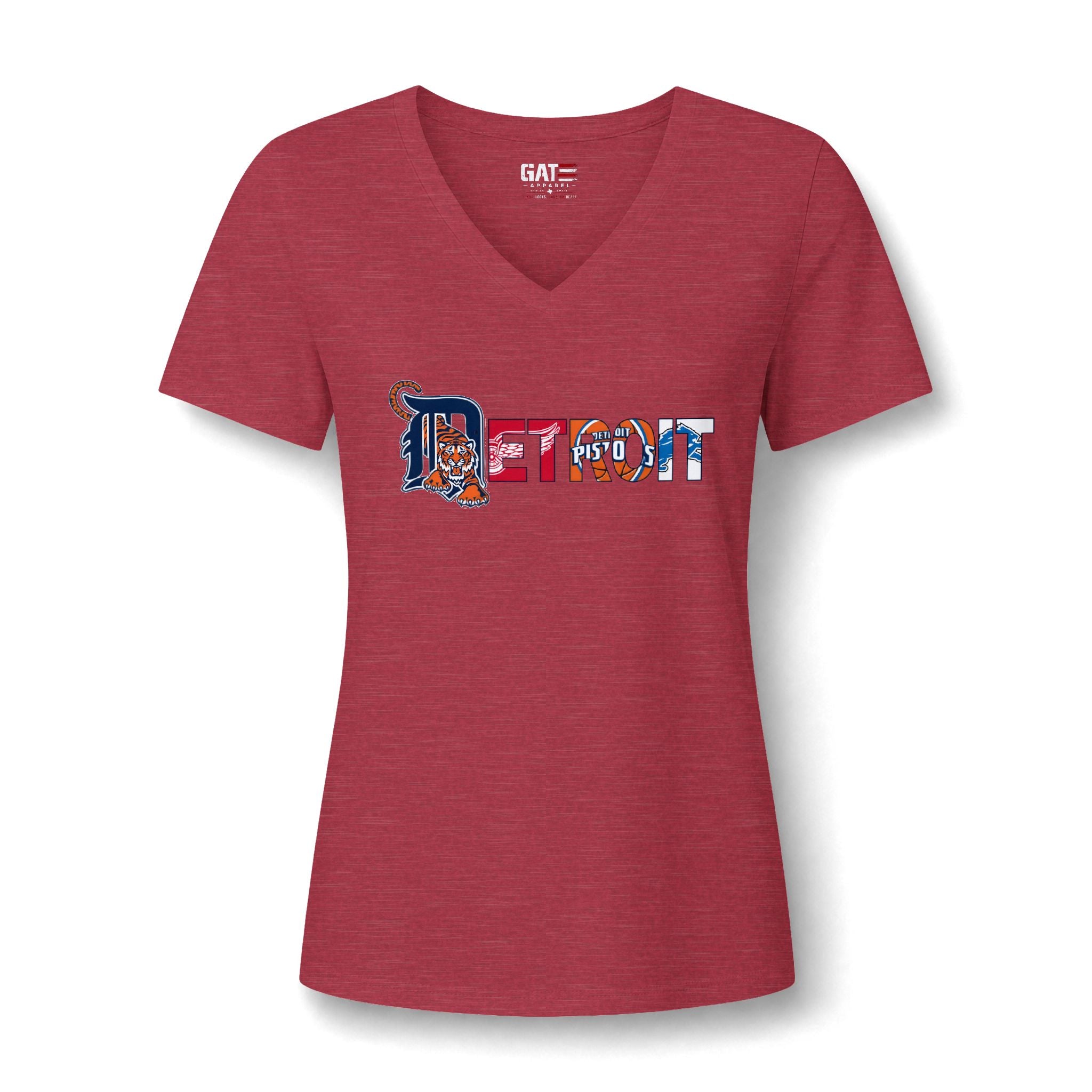 Detroit Sports Team Script V-Neck Tee