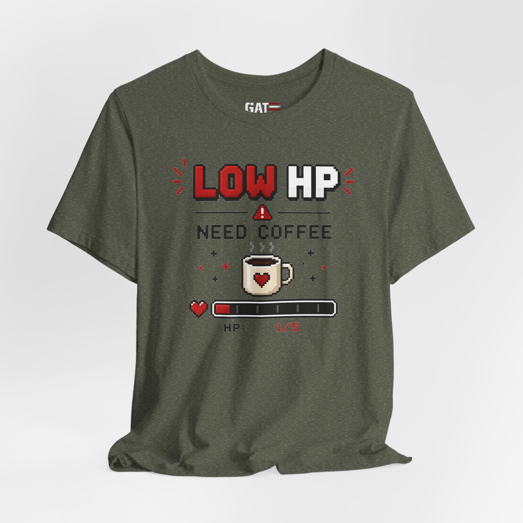 Funny Coffee Lover Shirt, Gamer Coffee Tee, Retro Pixel Art Shirt, Caffeine Addict Gift, Gaming T-Shirt