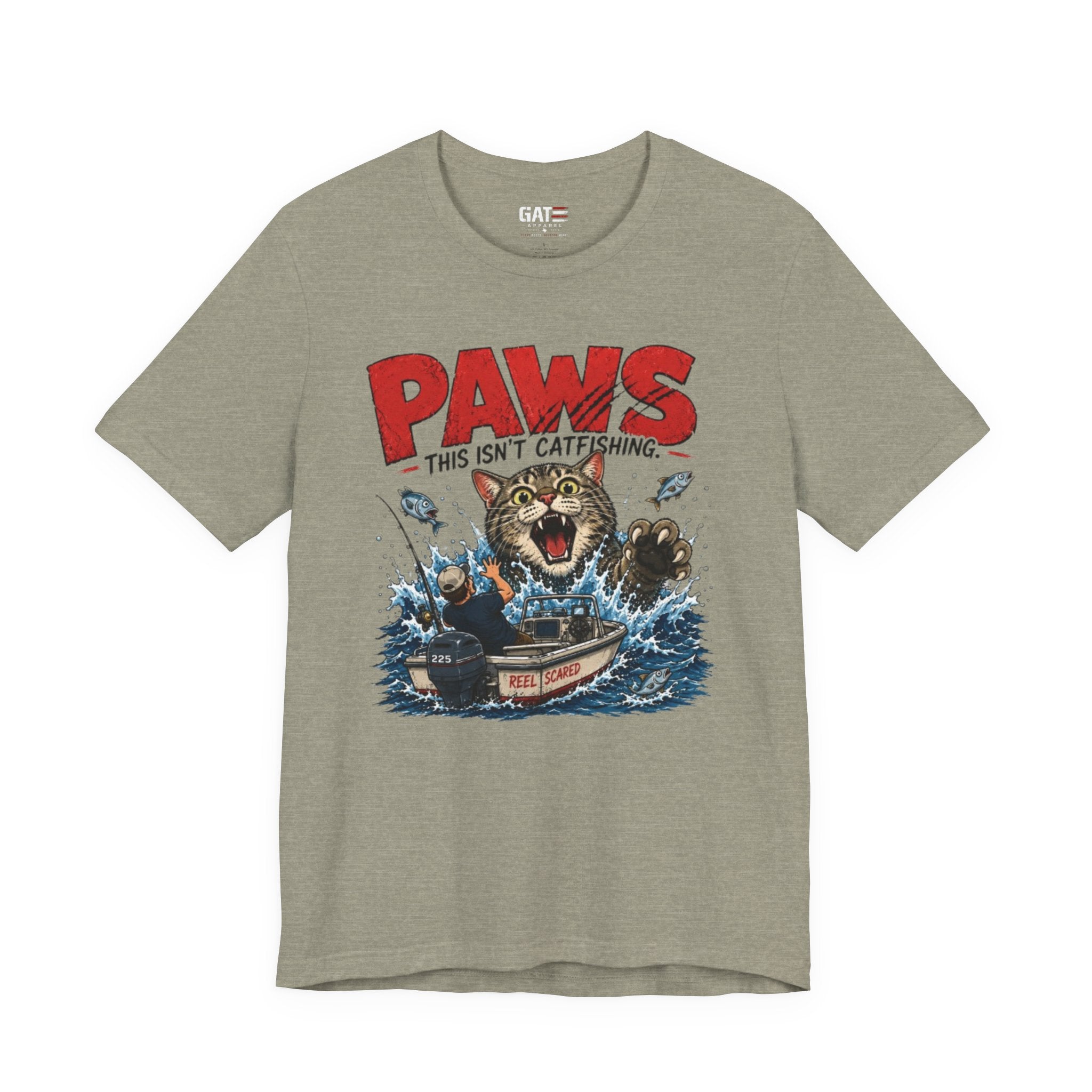 "PAWS This Isn't Catfishing" Fishing Cat Graphic Tee