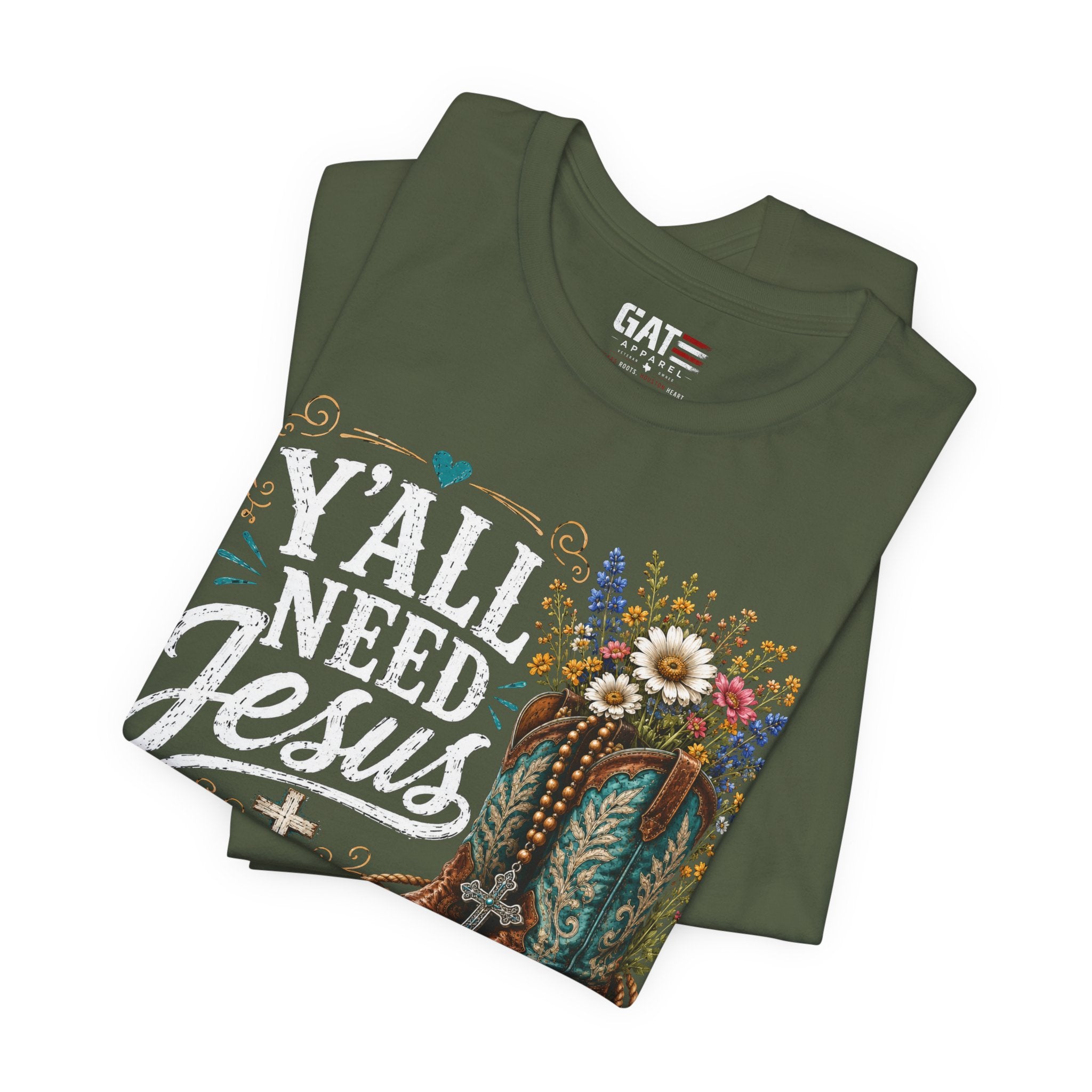 Y'all Need Jesus Shirt, Christian Western Shirt, Cowgirl Faith Tee, Cowboy Boots Floral Shirt, Country Christian Gift for Women
