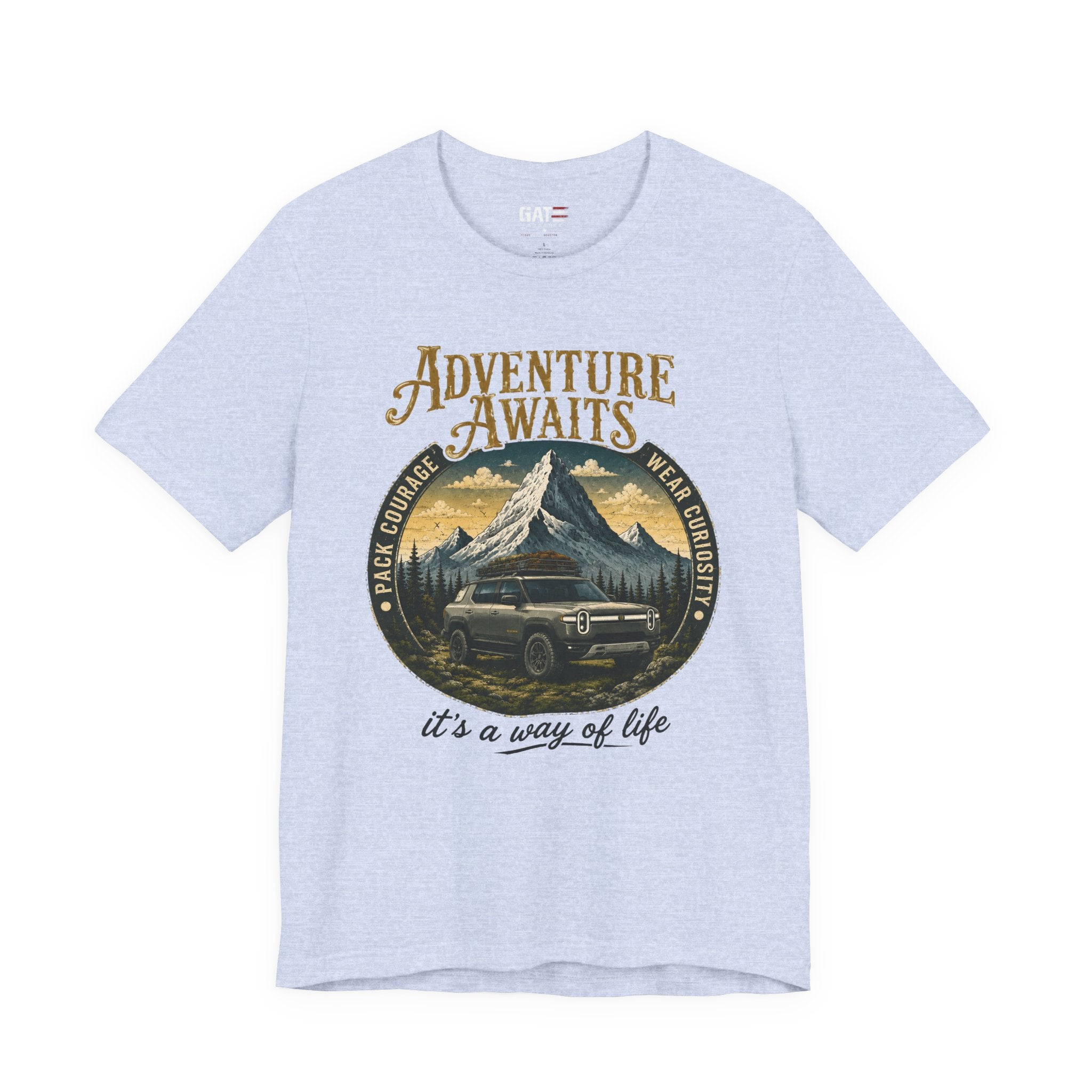 Adventure Awaits Shirt, Rivian Camping, Mountain Adventure Tee, Overlanding Shirt, Off Road SUV Graphic Tee, Outdoor, Nature Lover Shirt