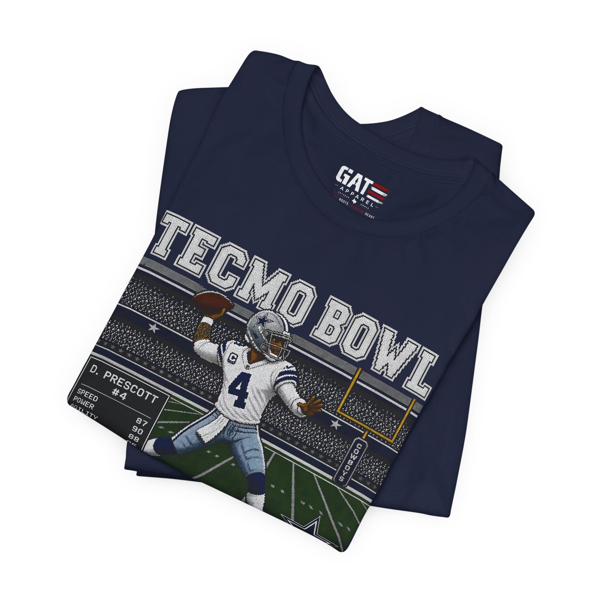 Dak Prescott Tecmo Bowl Shirt, Here We Go Dallas Football Team Tee, Retro Pixel Art Quarterback Game Day Gift
