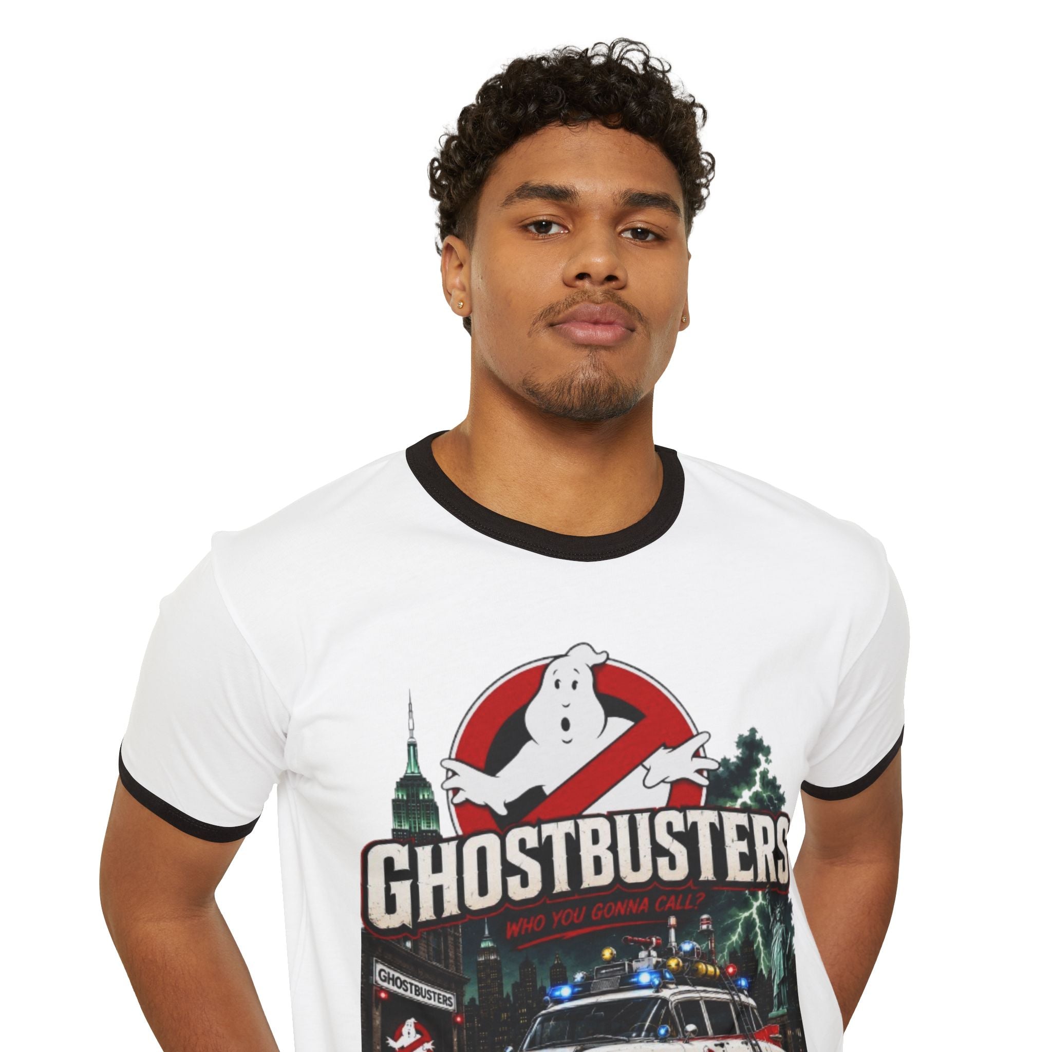 Ghostbusters Vintage Ringer T-Shirt — Ecto-1 Logo "We're Ready to Believe You"
