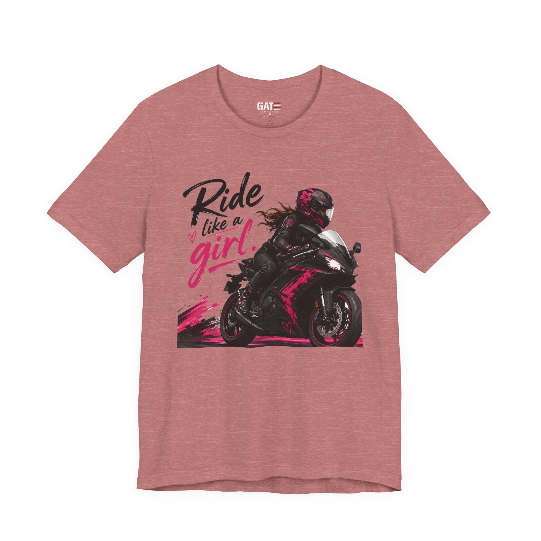 Ride Like A Girl Shirt, Women Motorcycle Rider Tee, Pink Biker Shirt, Moto Girl Gift, Sport Bike Shirt, Female Rider Tee