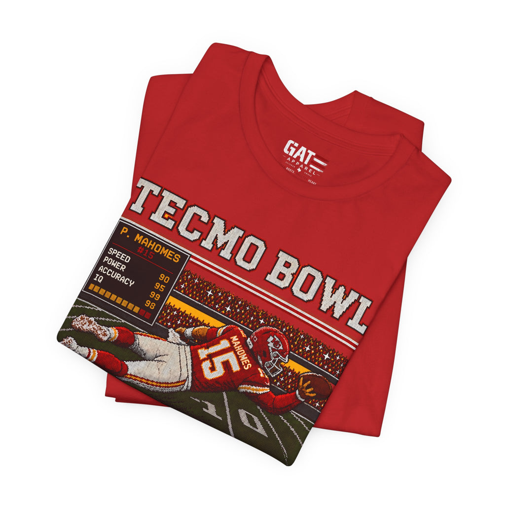 Patrick Mahomes Tecmo Bowl Shirt Retro Football Tee Chiefs Touchdown Graphic Vintage 8 Bit Gamer Gift Kansas City Fan