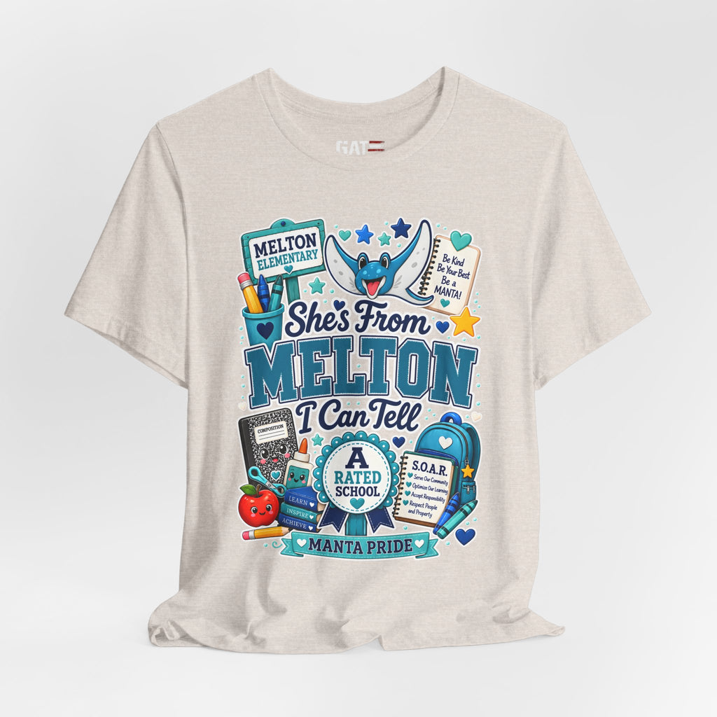 She's From Melton School Tee — Manta Pride Elementary Graphic T‑Shirt
