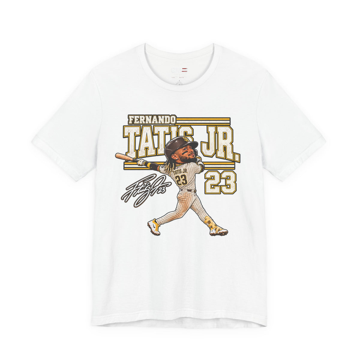 San Diego Padres – Fernando Tatis Jr. – #23 Baseball Tee — Signed Cartoon Batter Design