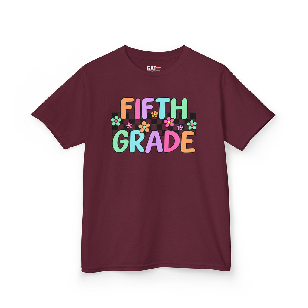 Custom Grade Level Shirt for Kids – Retro Checkered Floral Back to School Tee
