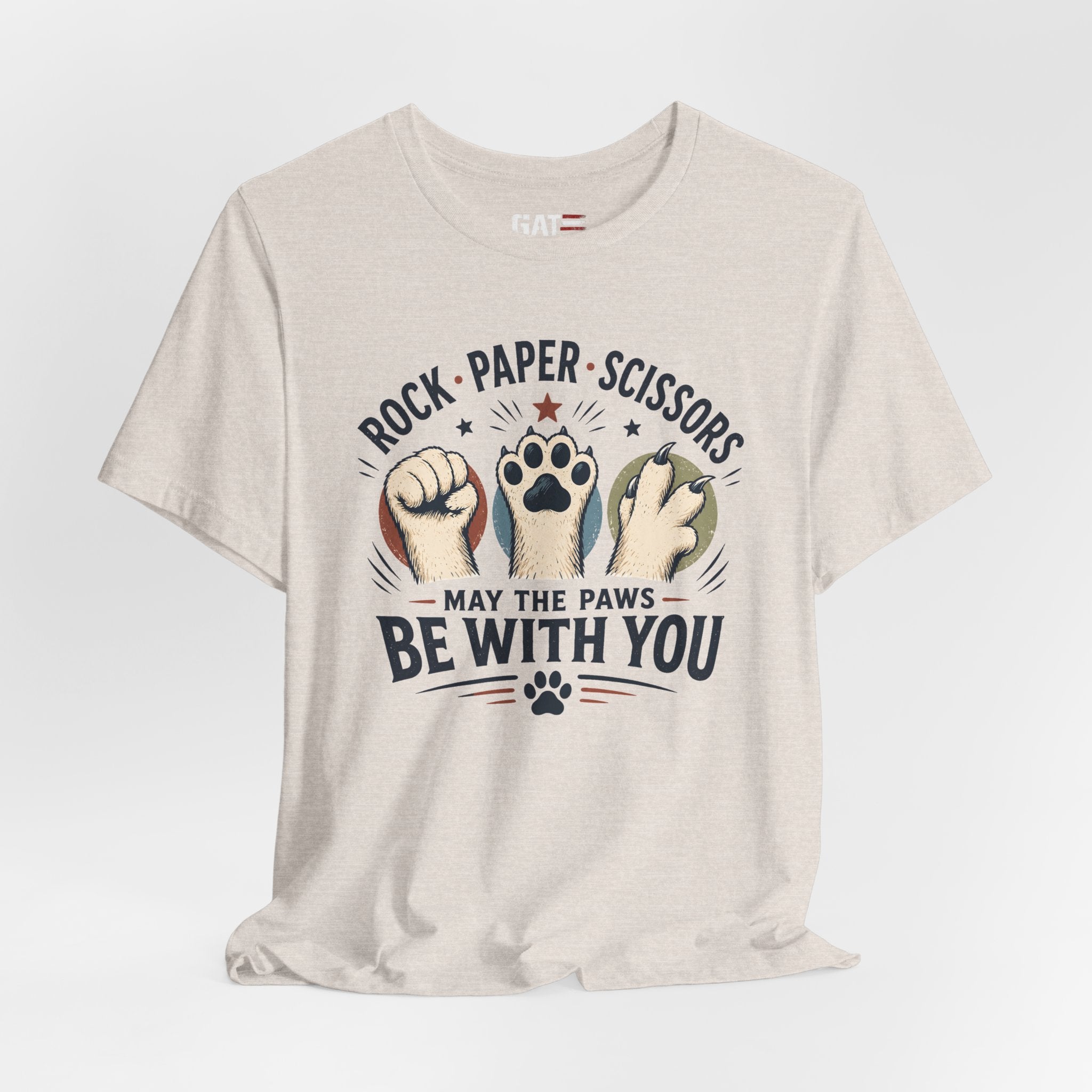 Rock Paper Scissors Cat Shirt, May The Paws Be With You Tee, Funny Cat Lover Gift, Cute Pet Paw Graphic Tee, Cat Mom Dad Shirt