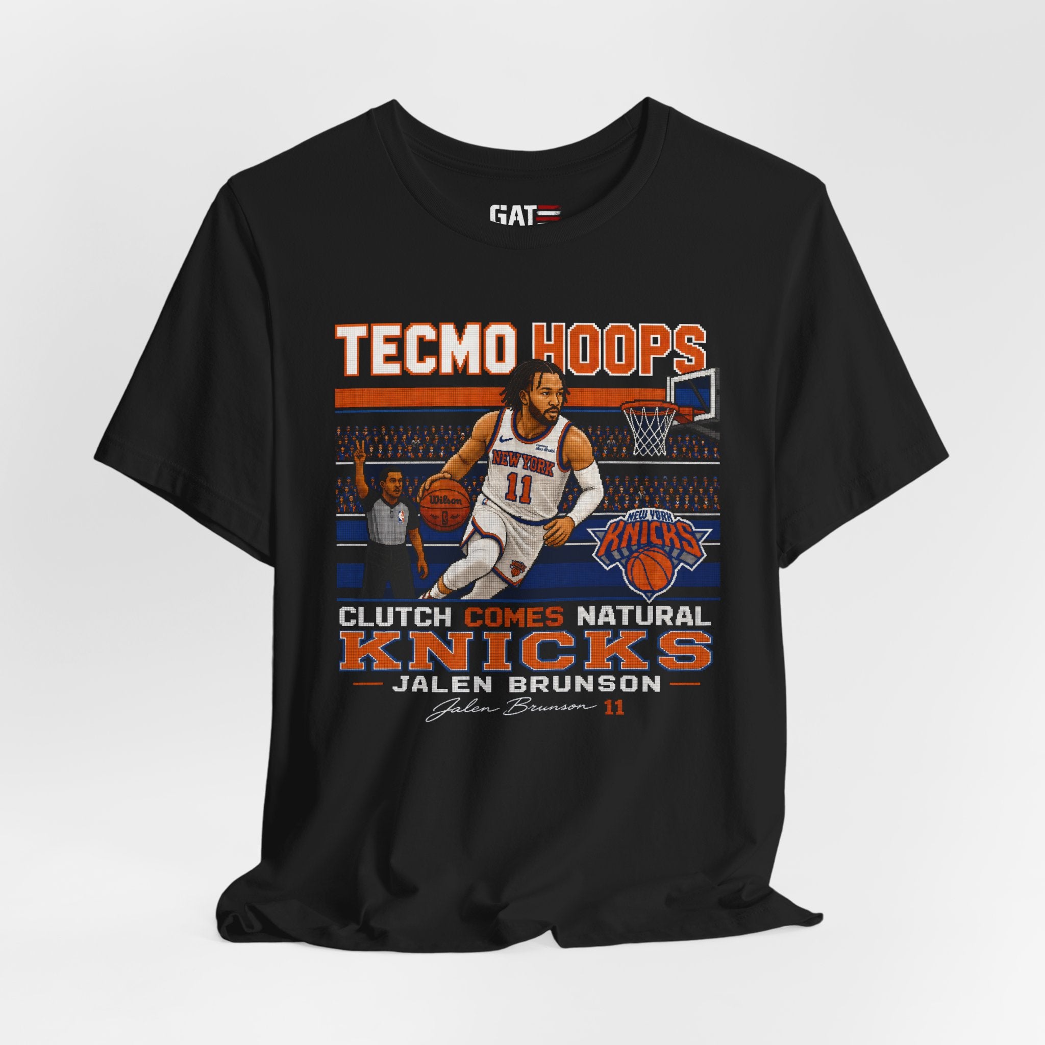 Tecmo Hoops Jalen Brunson Basketball Player Tee | Clutch Comes Natural