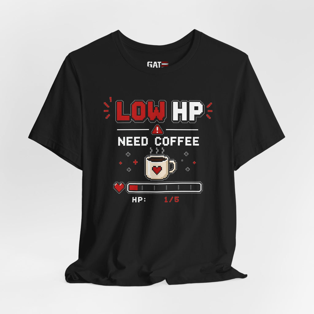 Funny Coffee Lover Shirt, Gamer Coffee Tee, Retro Pixel Art Shirt, Caffeine Addict Gift, Gaming T-Shirt