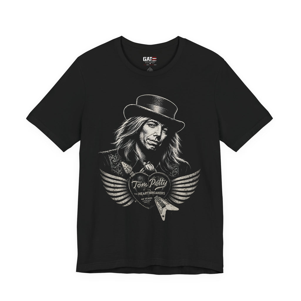 Tom Petty Tribute T-Shirt — Vintage Winged Heart Guitar Graphic