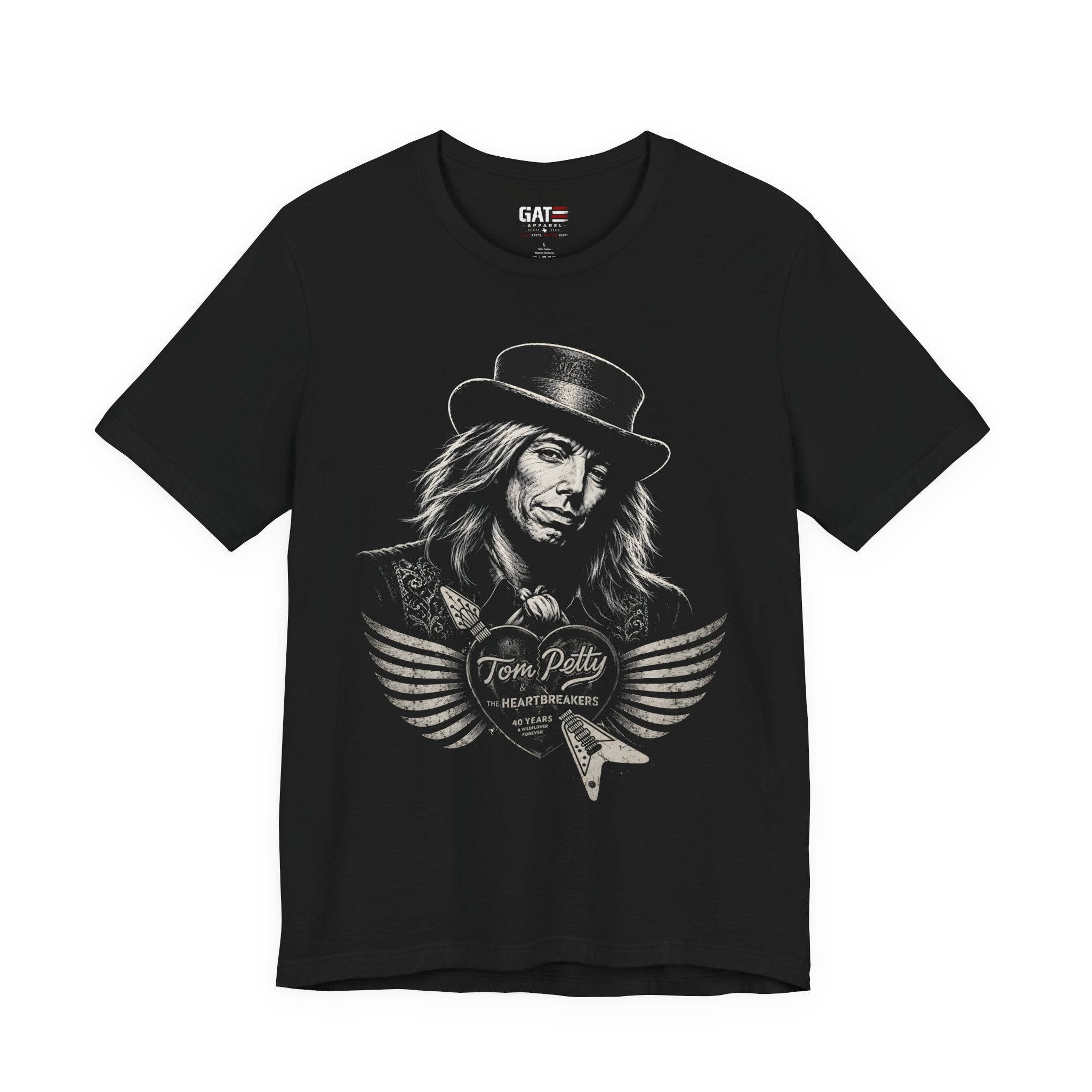 Tom Petty Tribute T-Shirt — Vintage Winged Heart Guitar Graphic