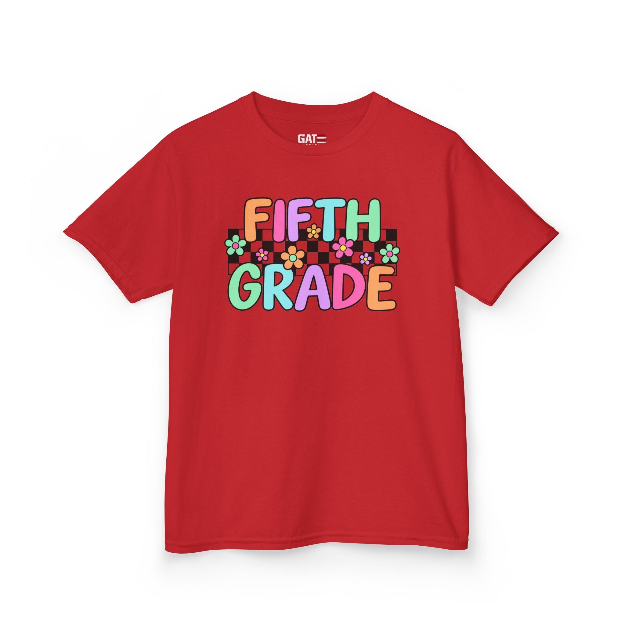 Custom Grade Level Shirt for Kids – Retro Checkered Floral Back to School Tee