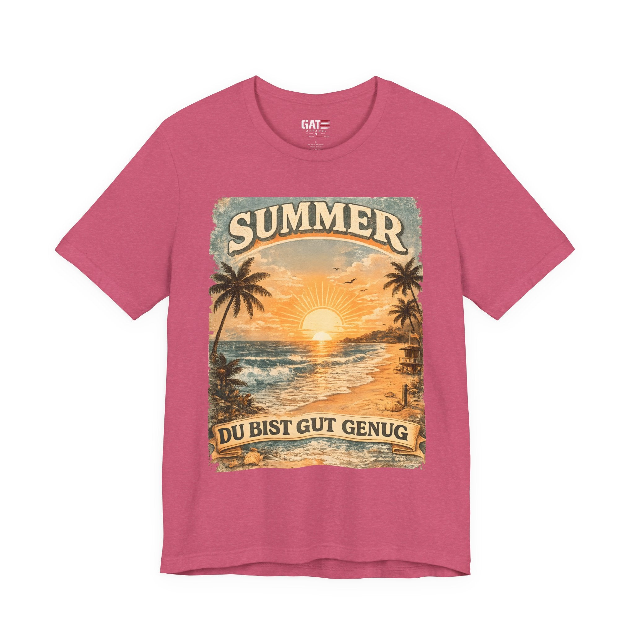 Du Bist Gut Genug Shirt, You Are Enough Tee, Summer Beach Sunset Graphic Shirt, German Quote Retro Aesthetic Tee
