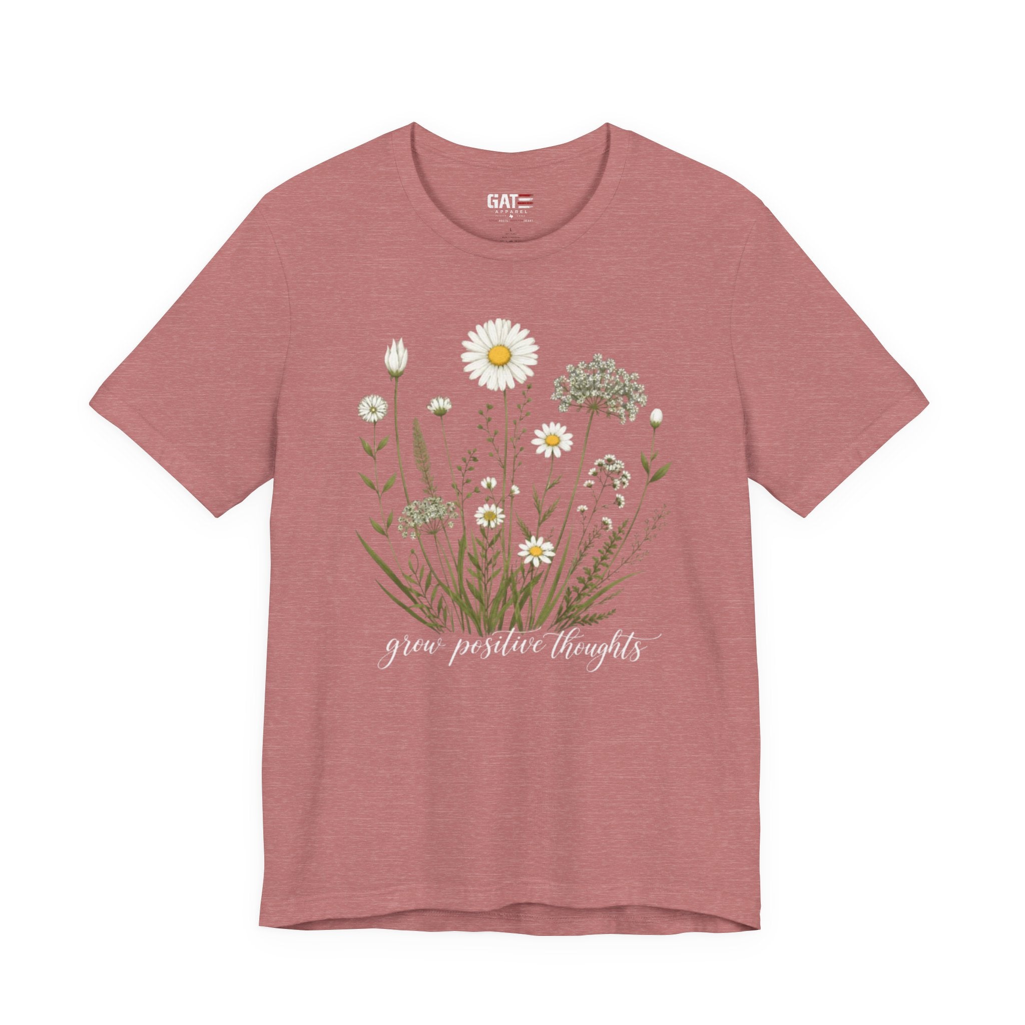 Floral 'Grow Positive Thoughts' T‑Shirt