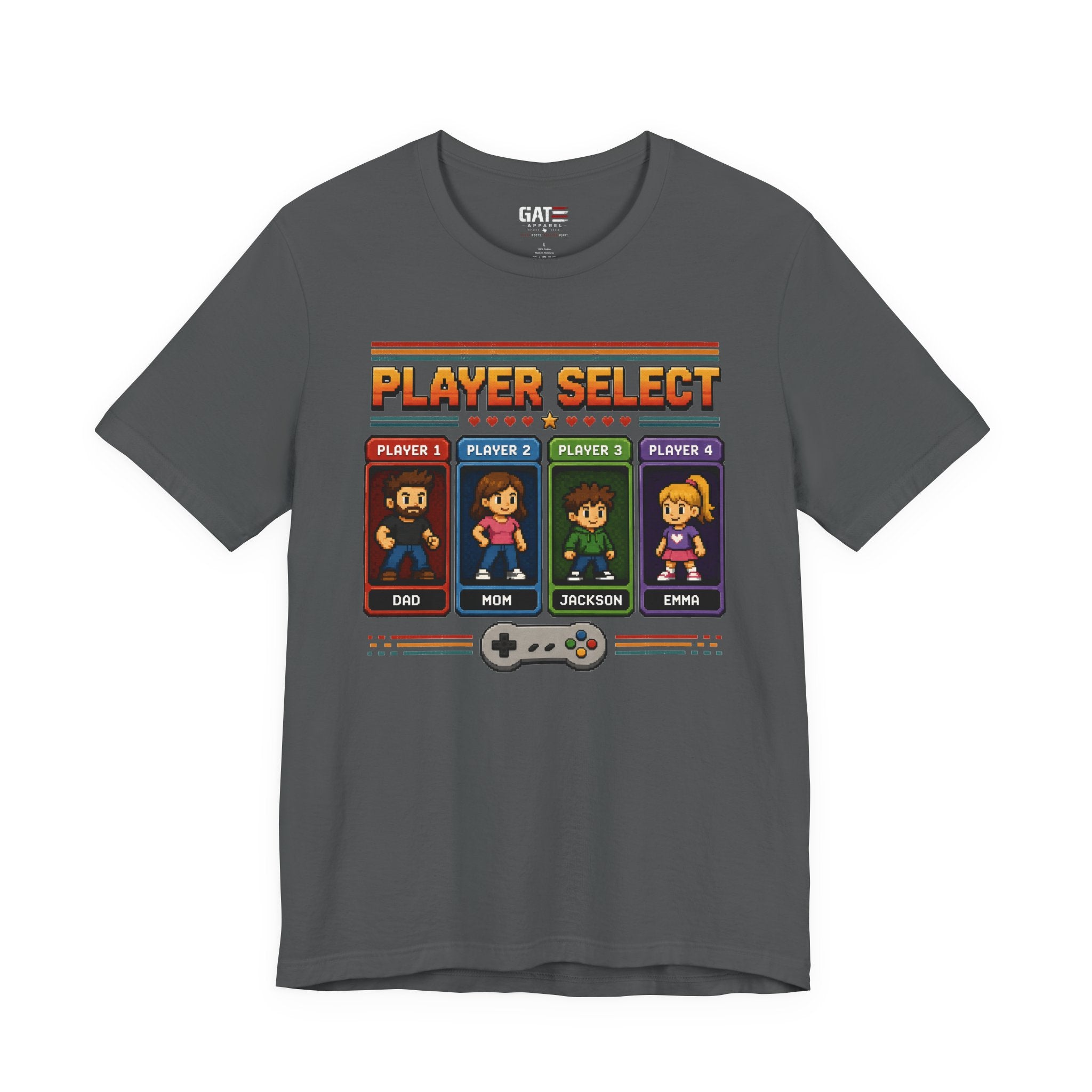 Personalized Gamer Family Shirt, Custom Family Gaming Shirt, Retro Video Game Family Tee, Gamer Dad Mom Kids Gift Shirt