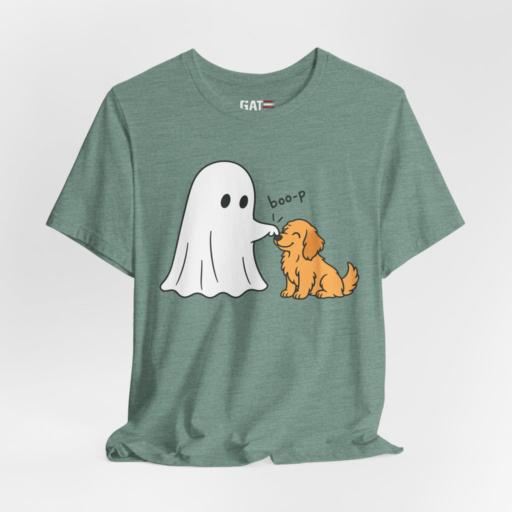Halloween Ghost & Golden Retriever — "boo-p" Cute Dog Halloween T-Shirt