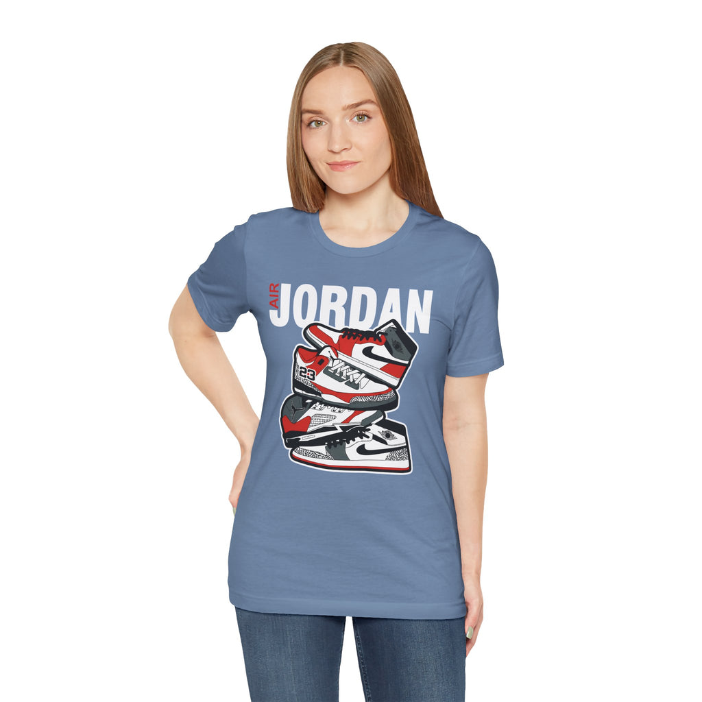 Jordan Sneaker Stack Tee — Retro Air Shoe Graphic T-Shirt