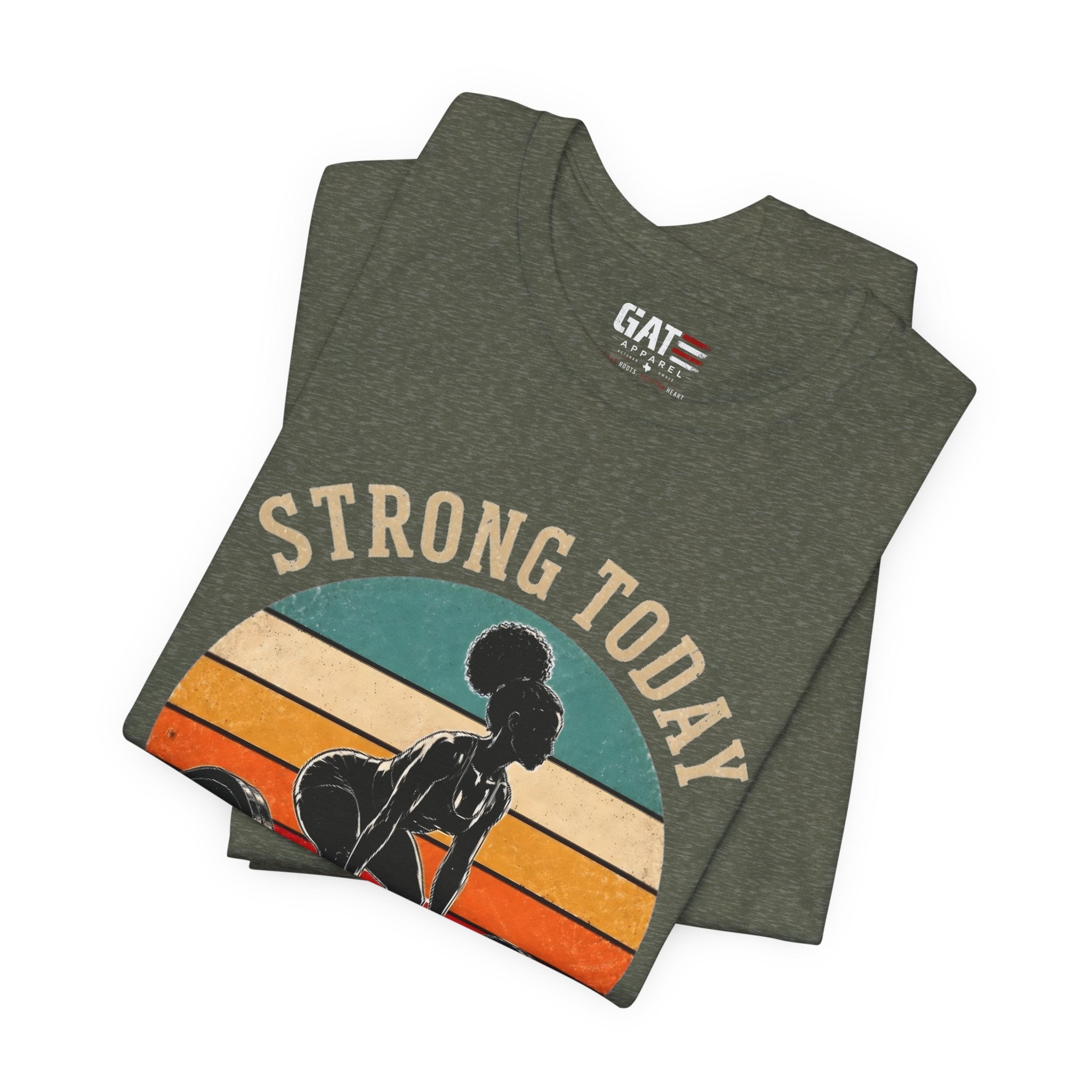 Strong Today Stronger Tomorrow Shirt, Women's Gym Shirt, Retro Weightlifting Tee, Fitness Gift for Women