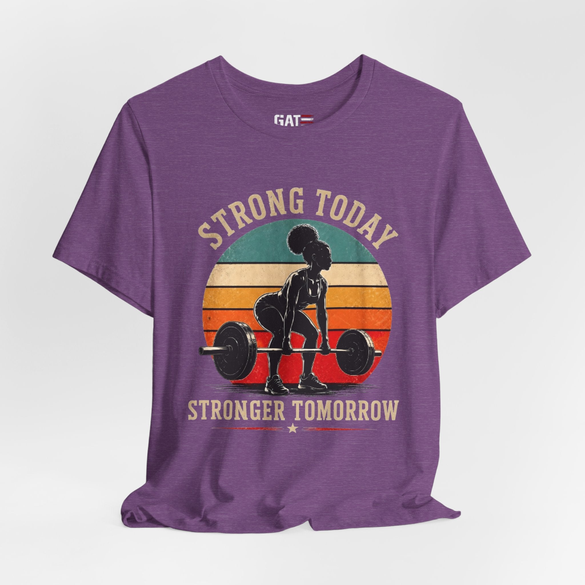 Strong Today Stronger Tomorrow Shirt, Women's Gym Shirt, Retro Weightlifting Tee, Fitness Gift for Women