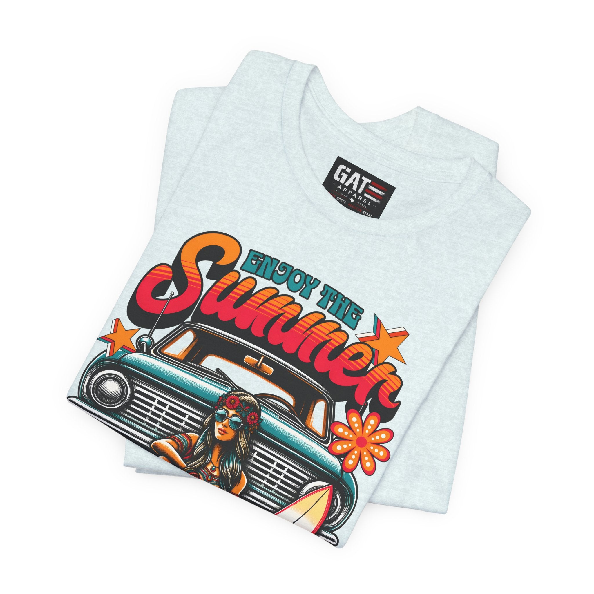 Enjoy The Summer Shirt, Retro Beach Tee, Vintage Surf Shirt, Hippie Summer T Shirt, Boho Vacation Shirt, Groovy Summer Graphic Tee