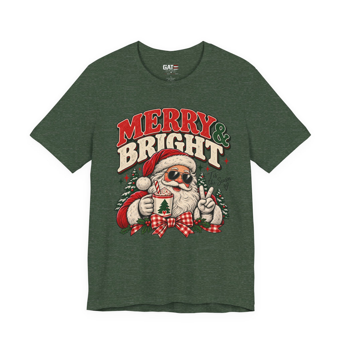 Merry & Bright Santa Shirt | Retro Christmas Graphic Tee