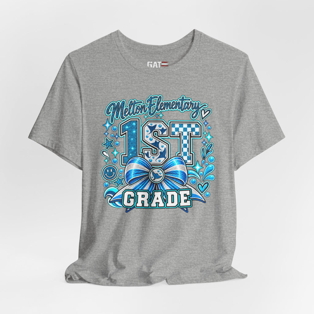 Melton 1st Grade School T‑Shirt — Bow Design