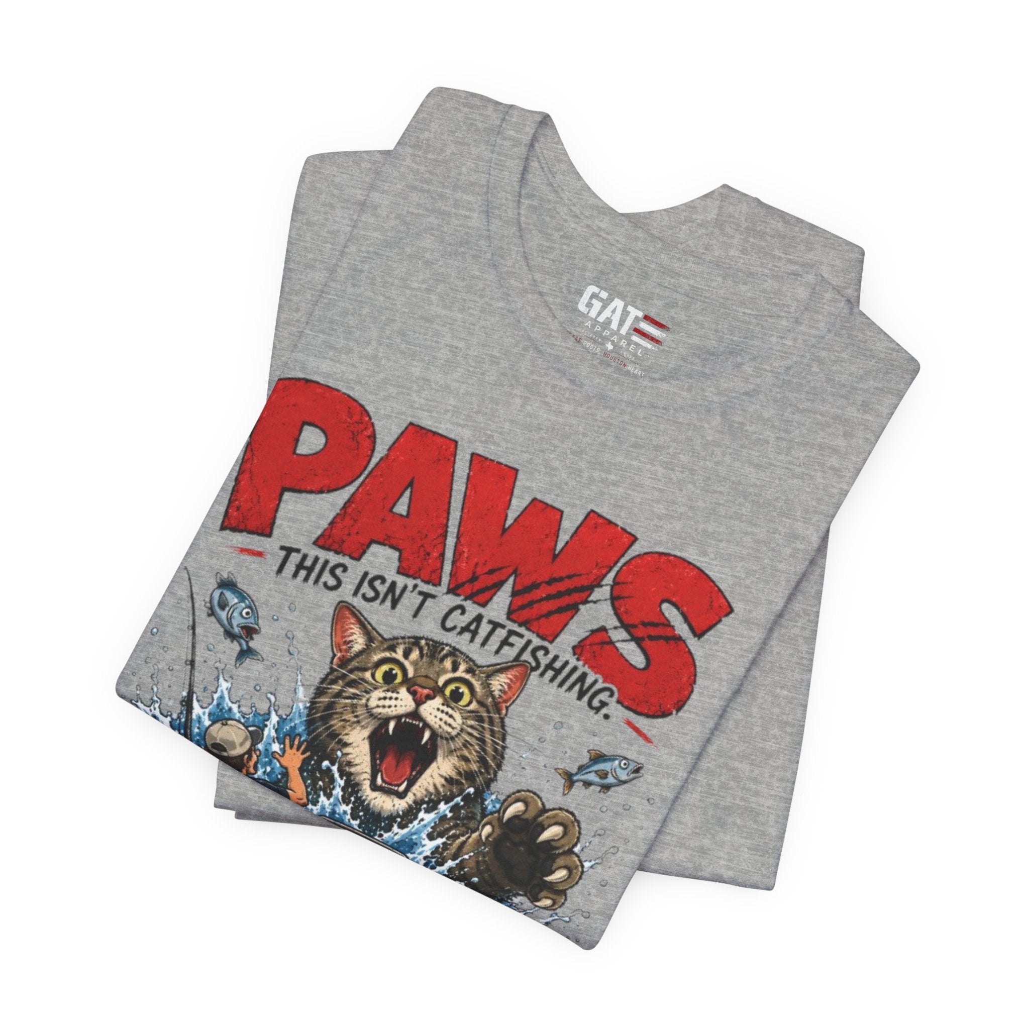 "PAWS This Isn't Catfishing" Fishing Cat Graphic Tee