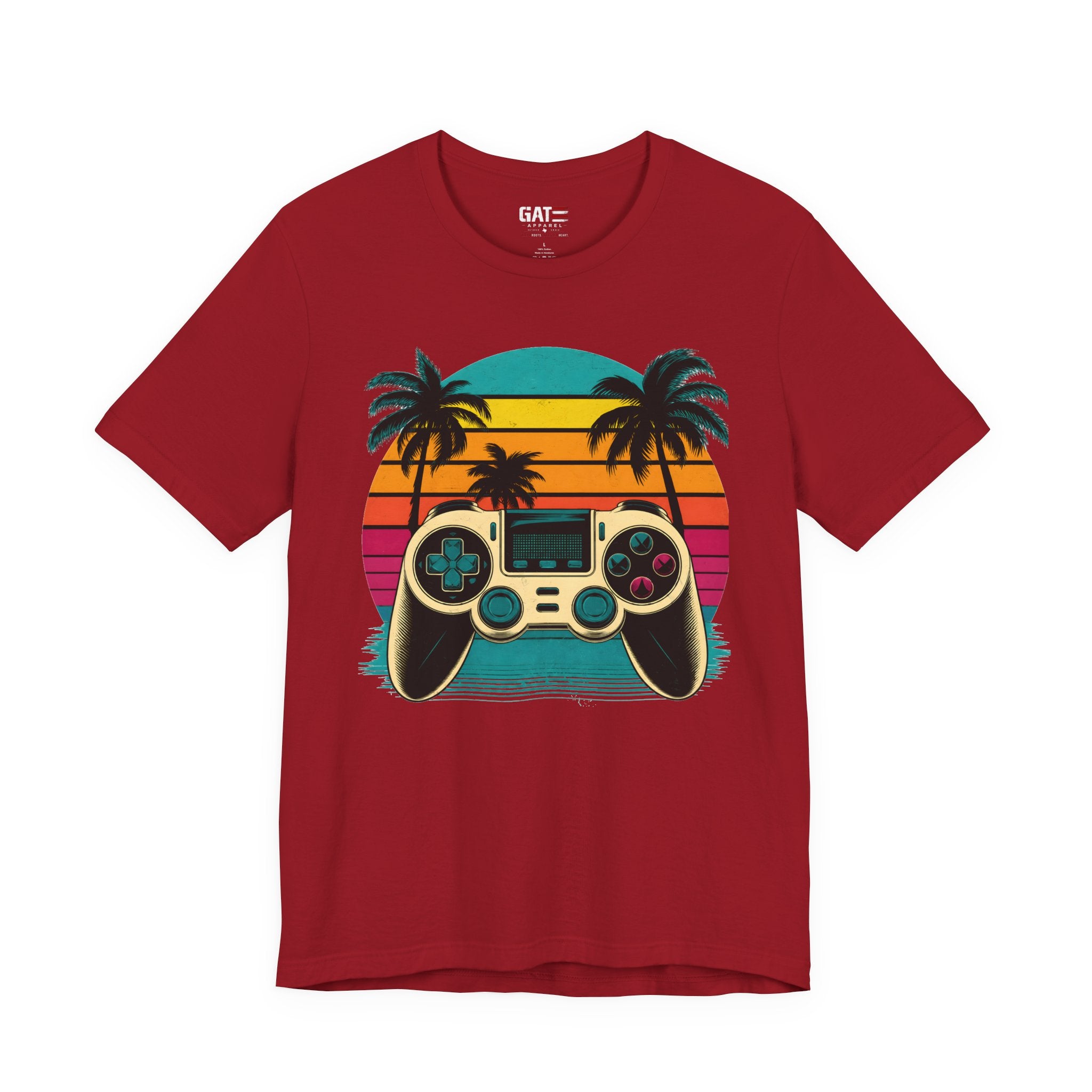 Retro Gaming Shirt, Gamer Sunset Tee, Video Game Controller Shirt, 80s Retro Gamer Gift, Beach Gaming T Shirt