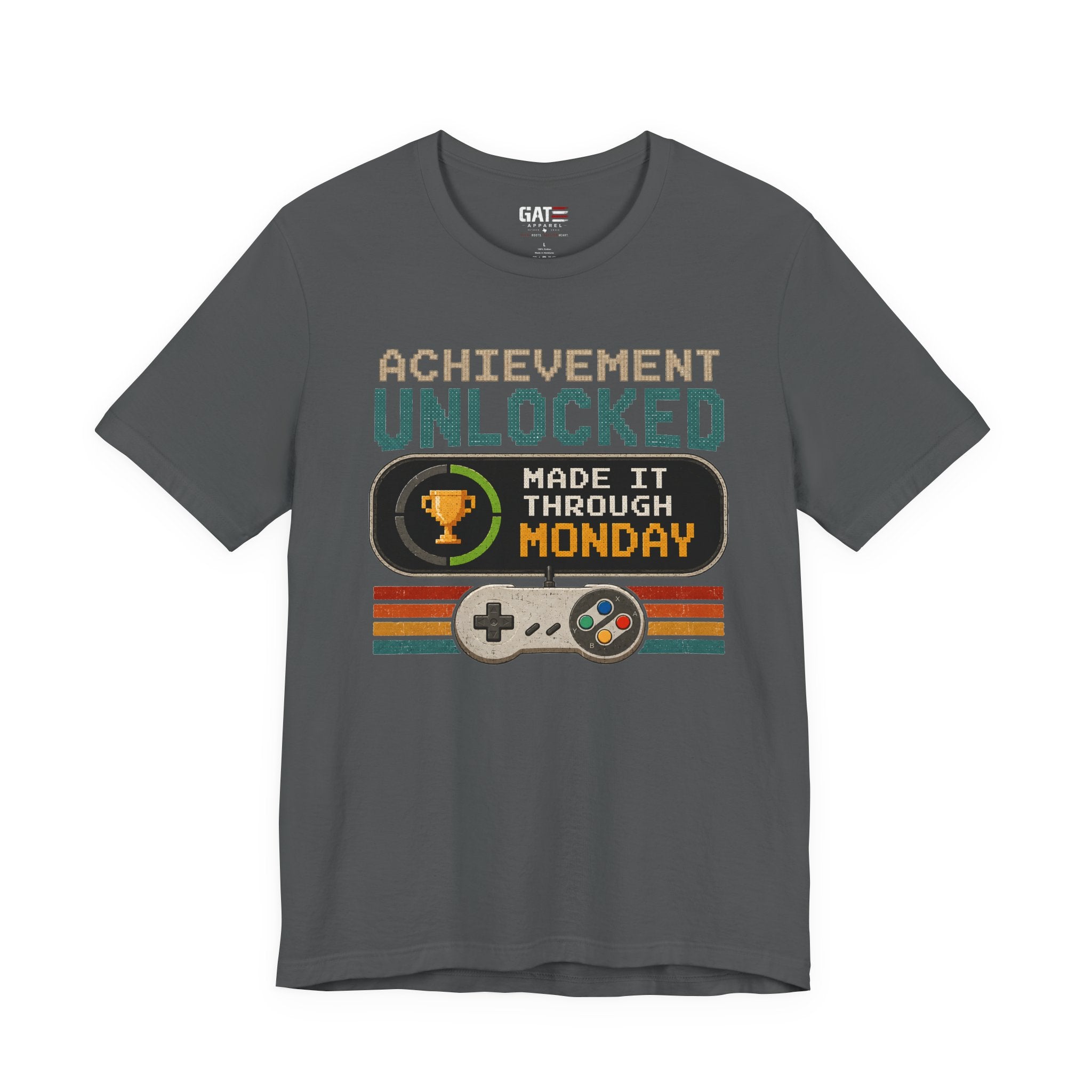 Retro Gaming Shirt, Funny Work Shirt, Made It Through Monday Tee, Gamer Gift for Men Women, Office Humor Shirt