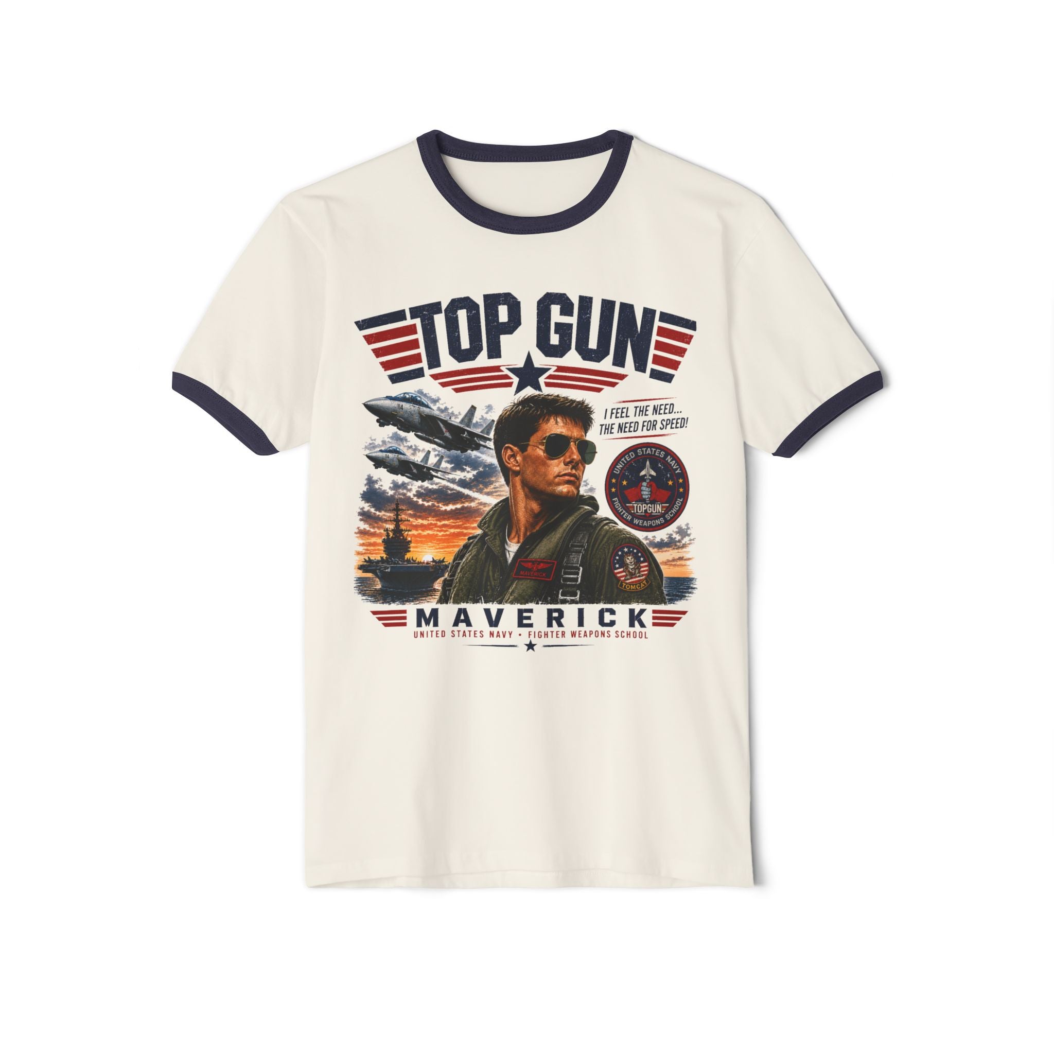 Top Gun Maverick Ringer T-Shirt – Retro Aviator Pilot Graphic Tee