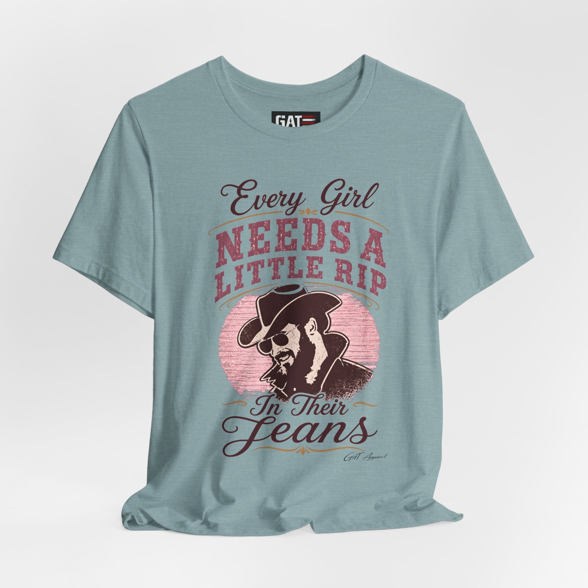 Every Girl Needs A Little Rip In Their Jeans Pink Text Shirt | Dutton Ranch| Yellowstone Inspire Shirt