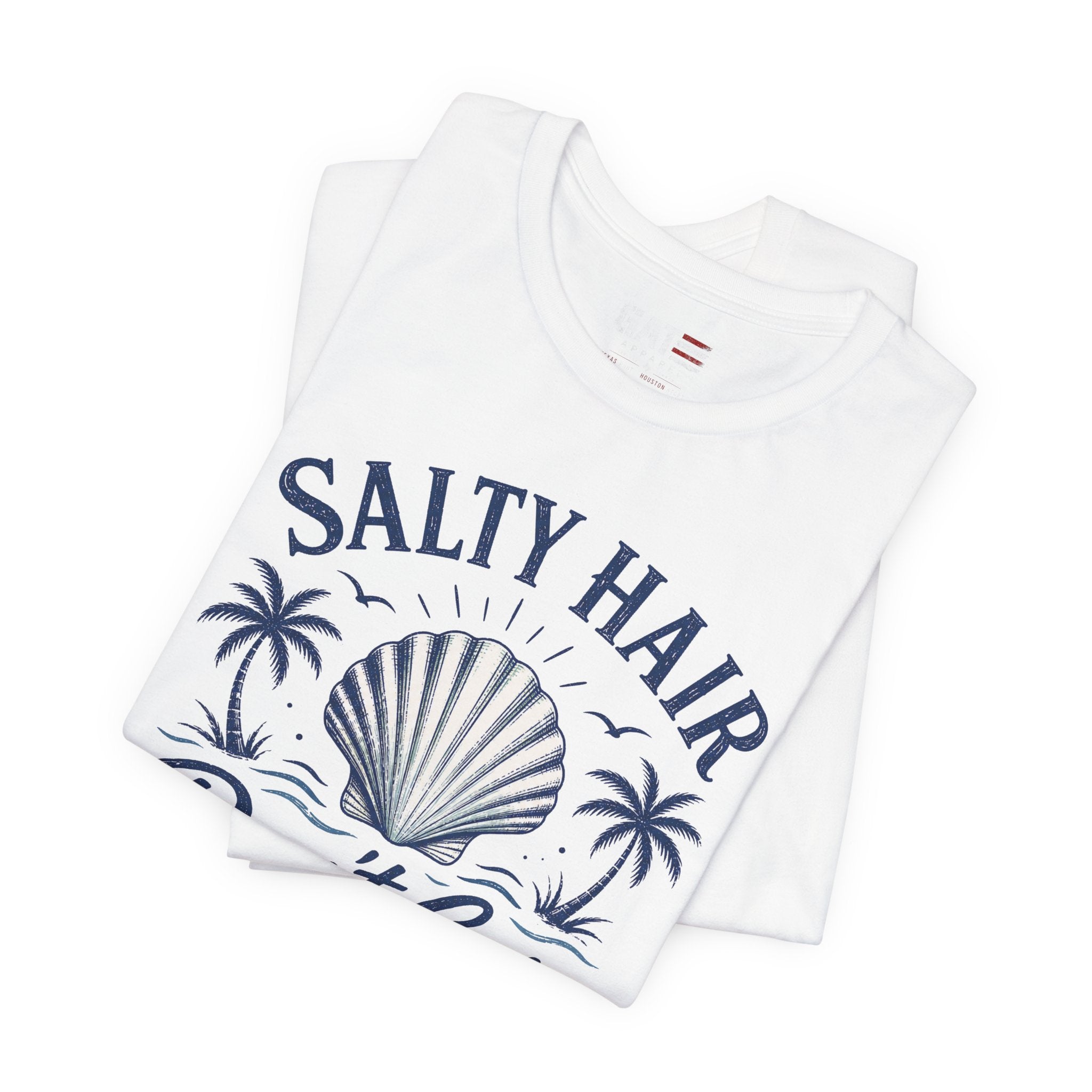 Salty Hair Don't Care T‑Shirt — Beach Vibes Shell Graphic Tee