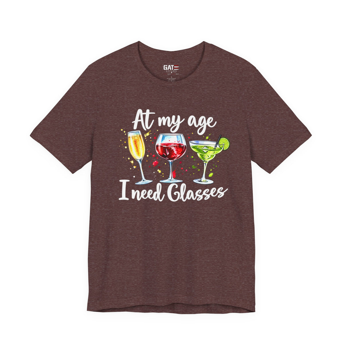 At My Age I Need Glasses humorous cocktail glasses graphic T-shirt - product image 12